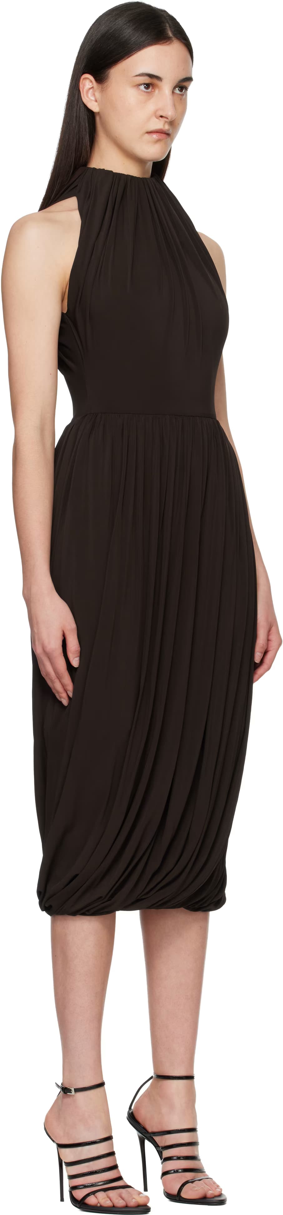 Brown Twisted Soft Jersey Midi Dress 2
