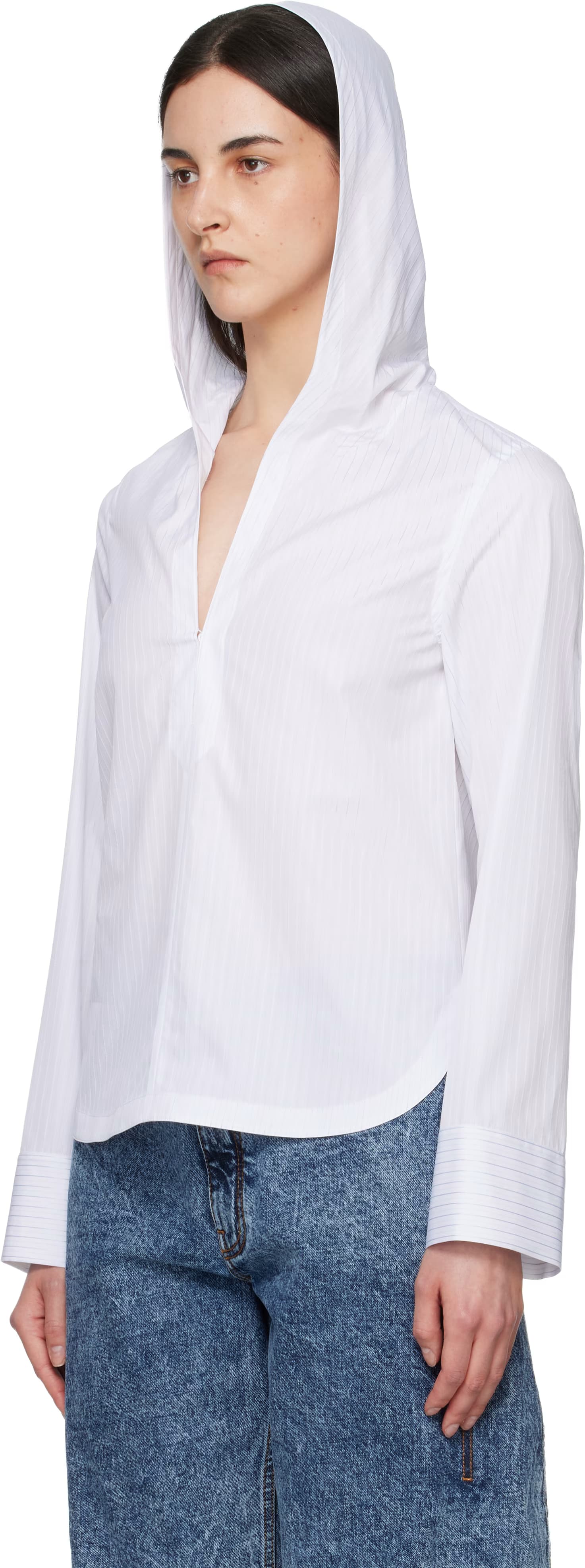 White Hooded Poplin Shirt 4