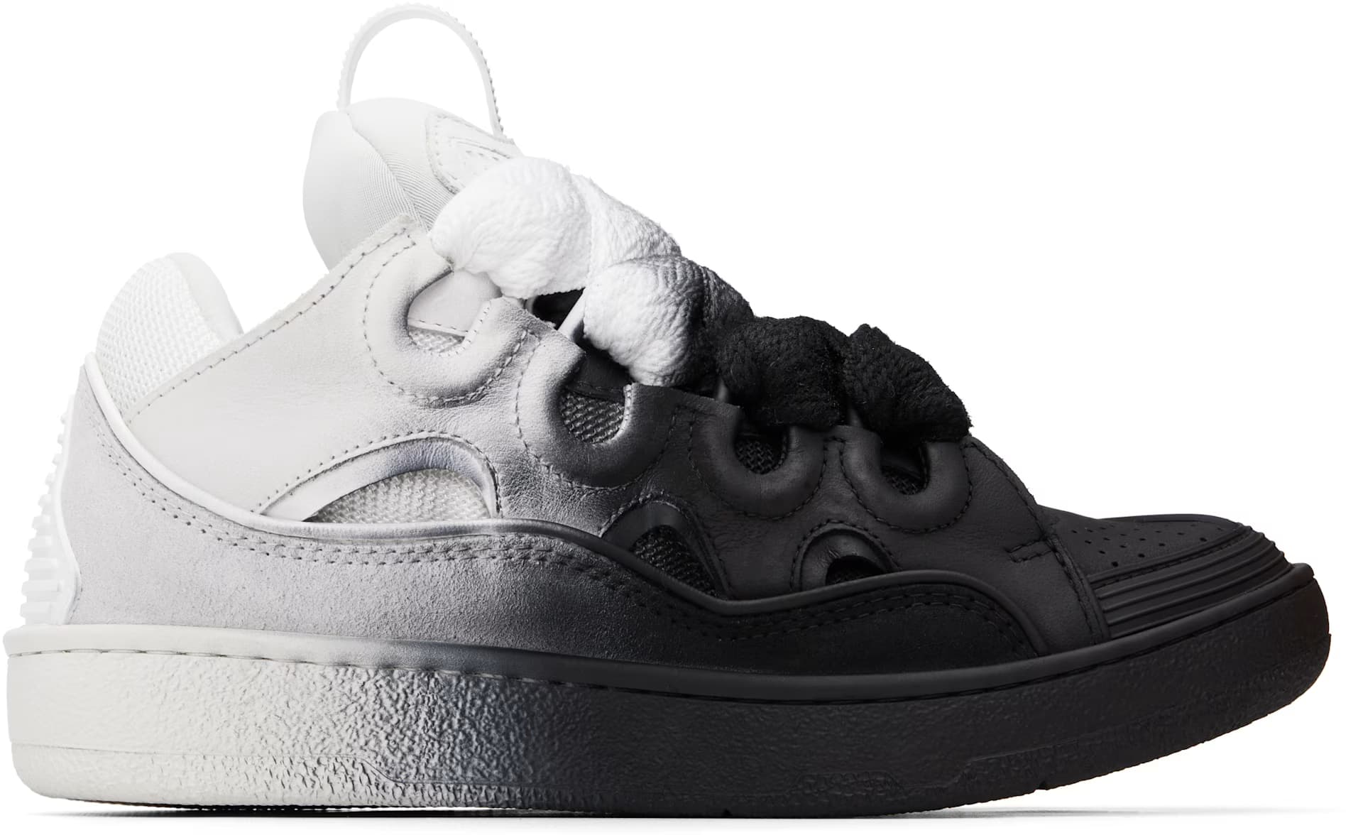 Black & White Curb Spray Sneakers by Lanvin