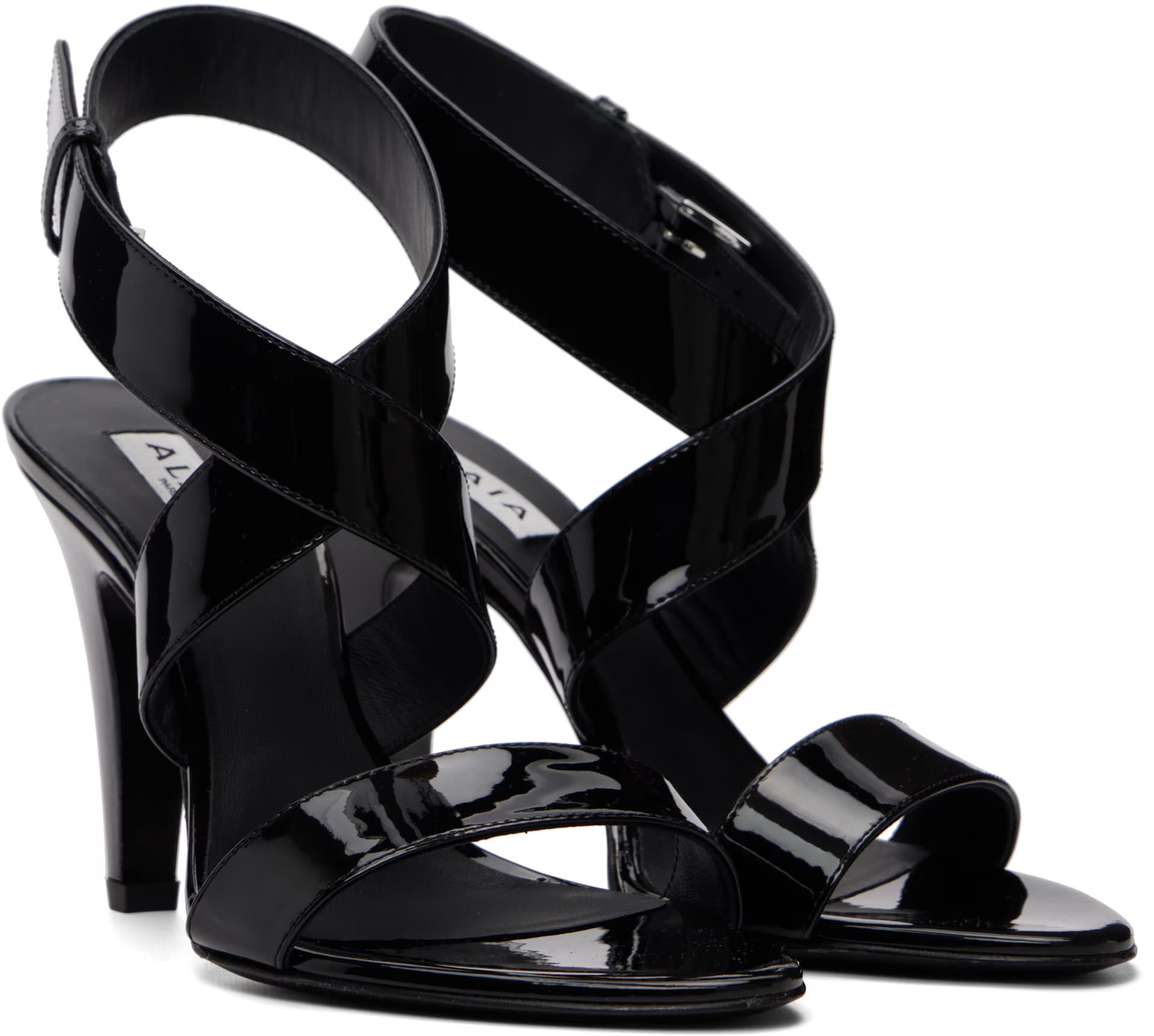 Black Cone Heeled Sandals 4