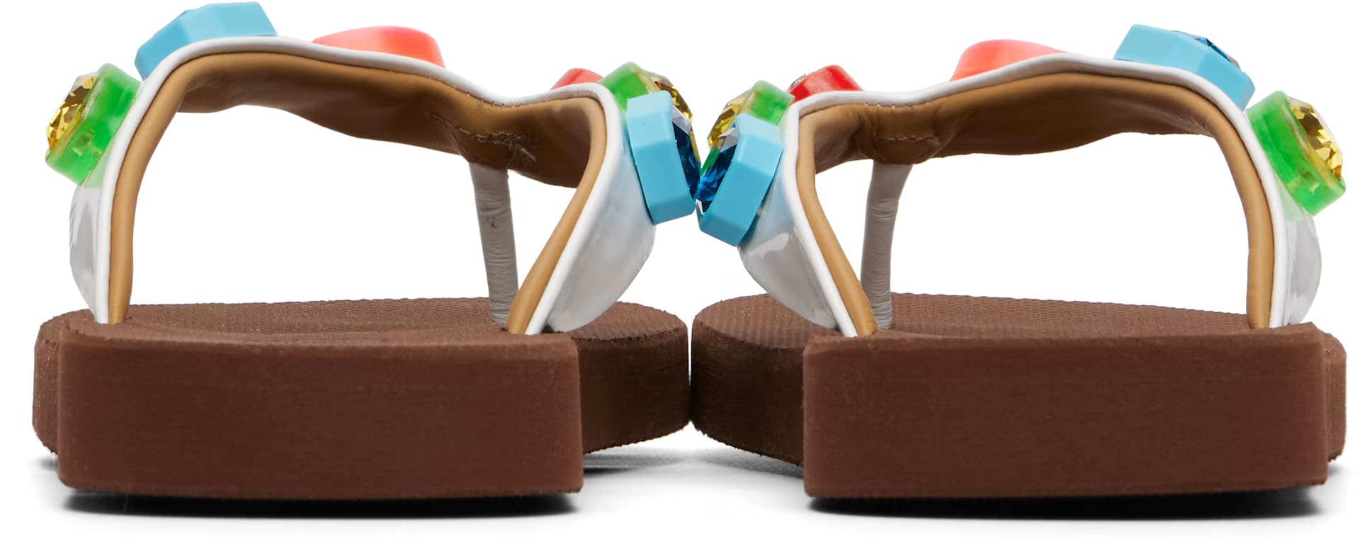 White & Brown Crystal Flip-Flops 2