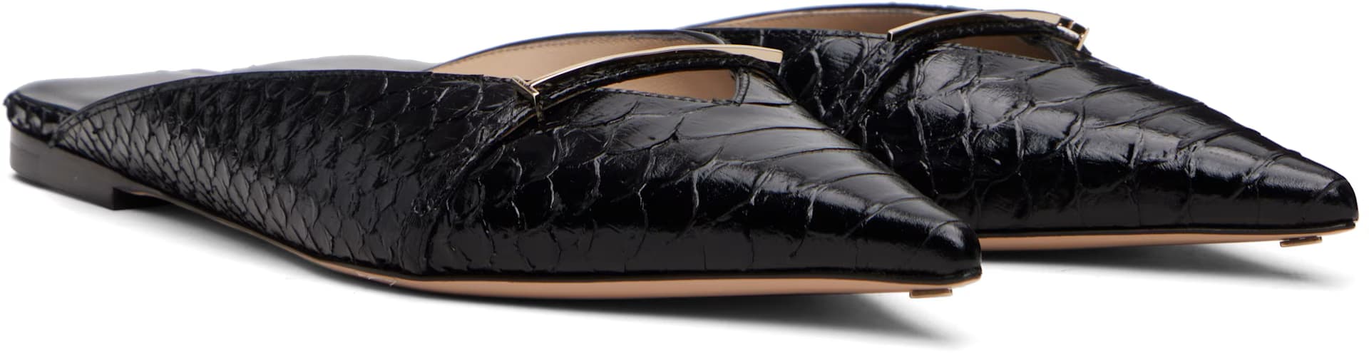 Black Printed Python Julianne Mule Flats 4