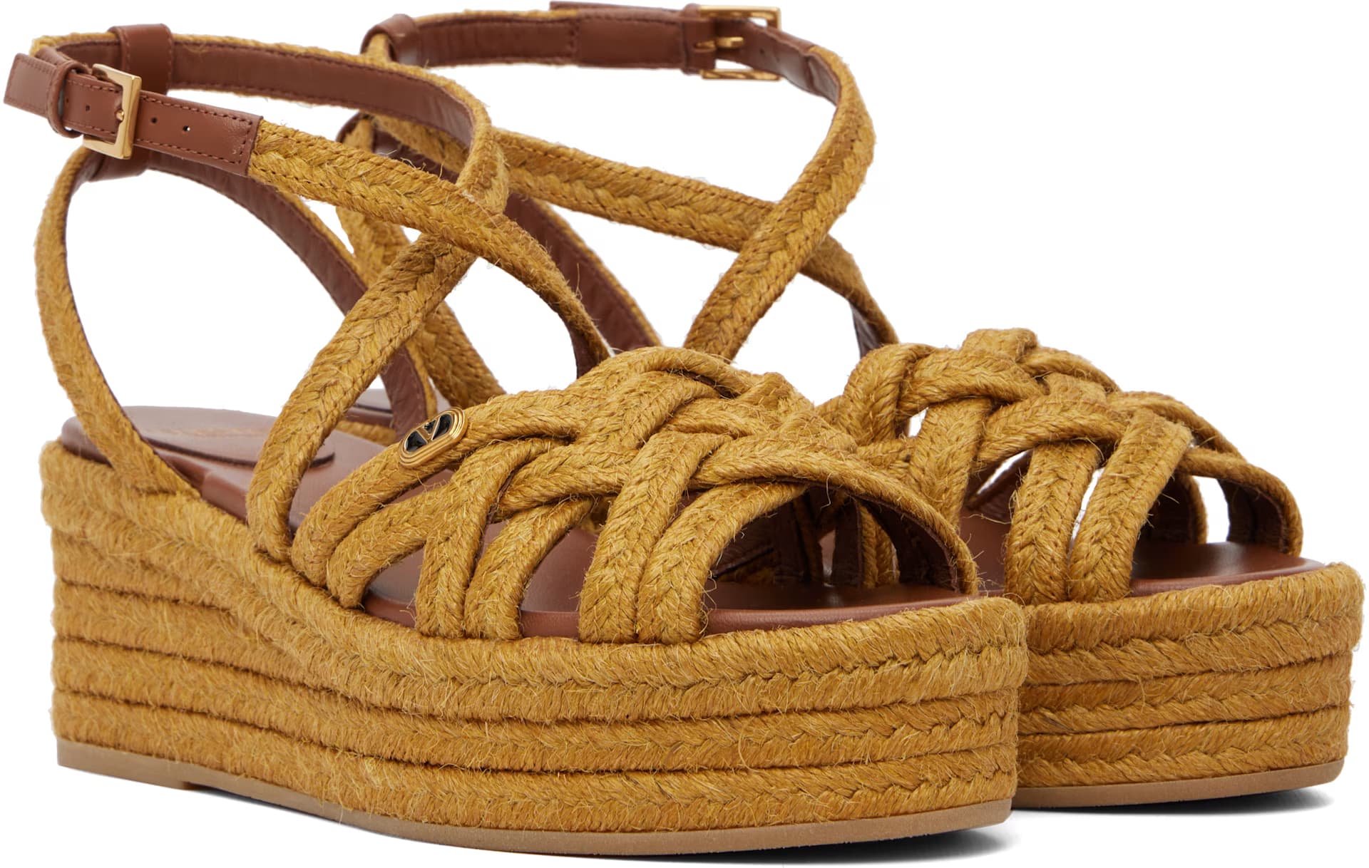 Tan Bribri Flatform Espadrilles Heeled Sandals 4