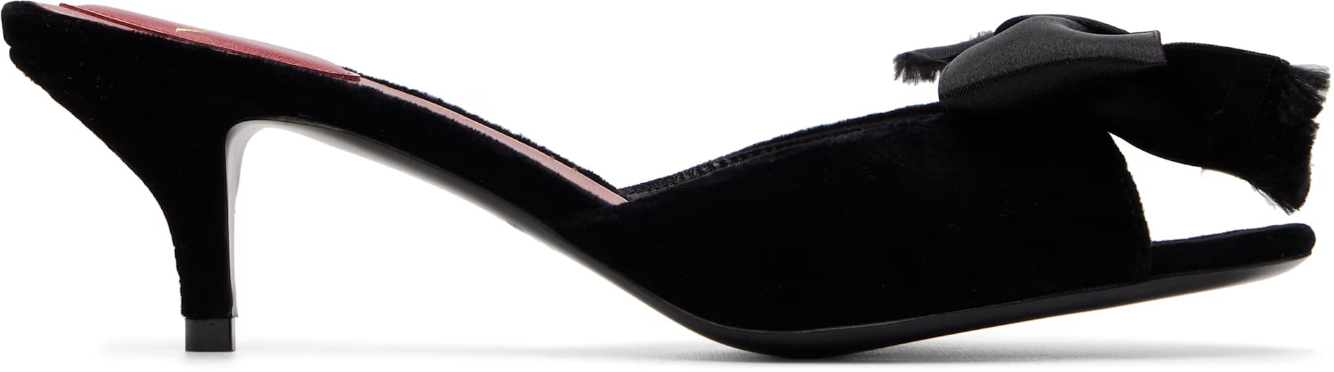 Black Marie A Velvet Slide Heeled Sandals by Valentino Garavani