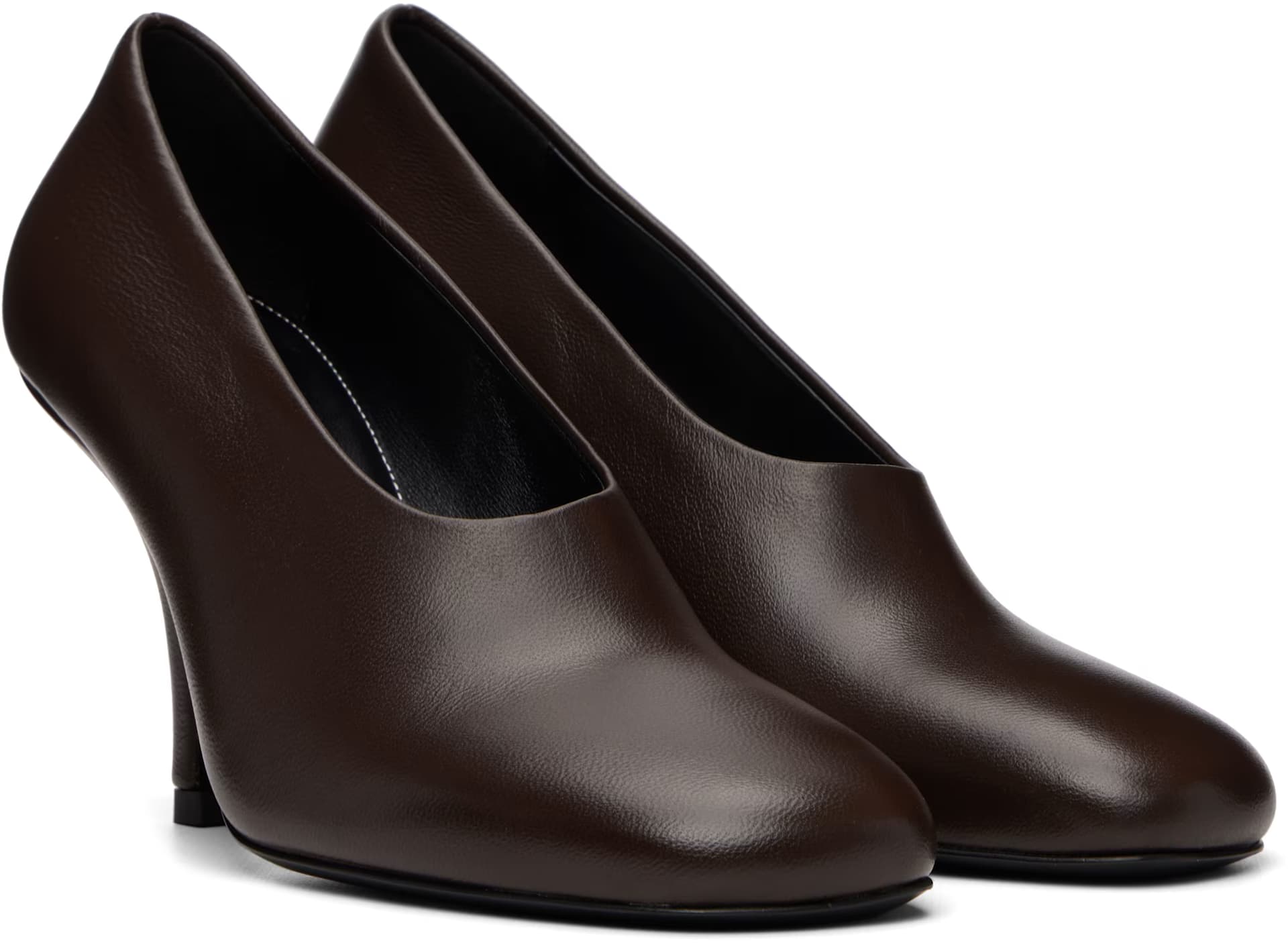Brown Contour Nappa Heels 4