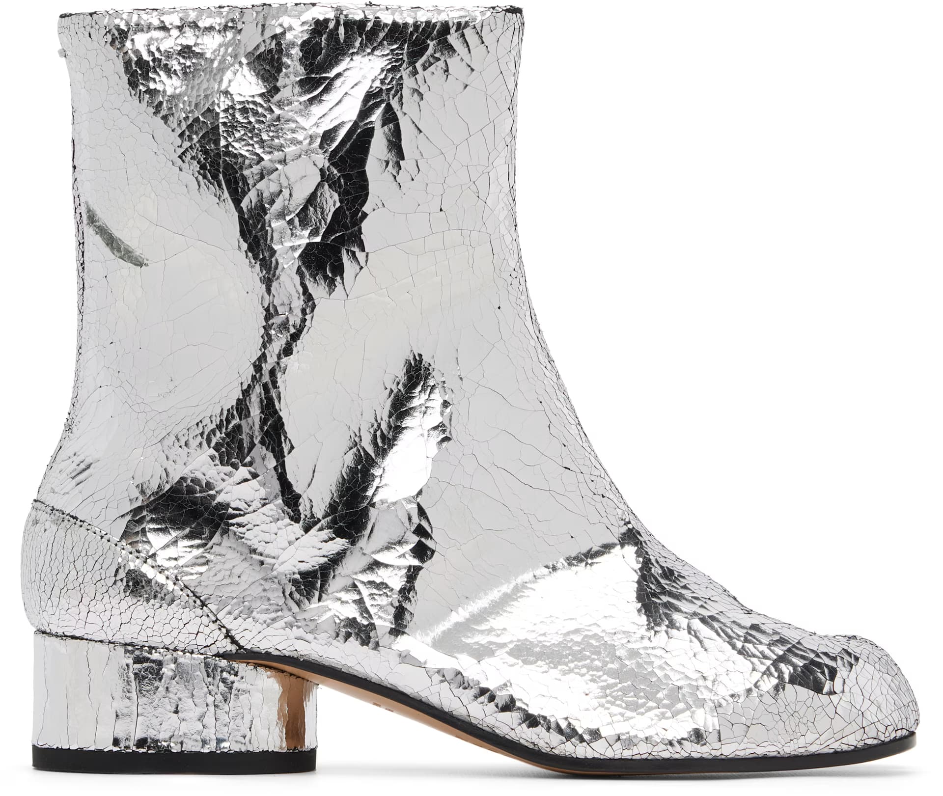 Silver Tabi Mirror Boots by Maison Margiela