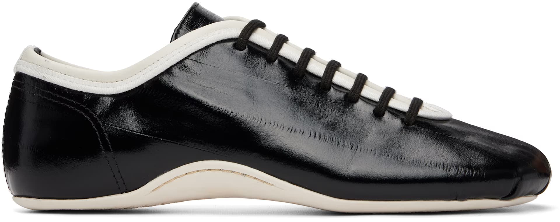 Black Leather Ballerina Sneakers by Dries Van Noten