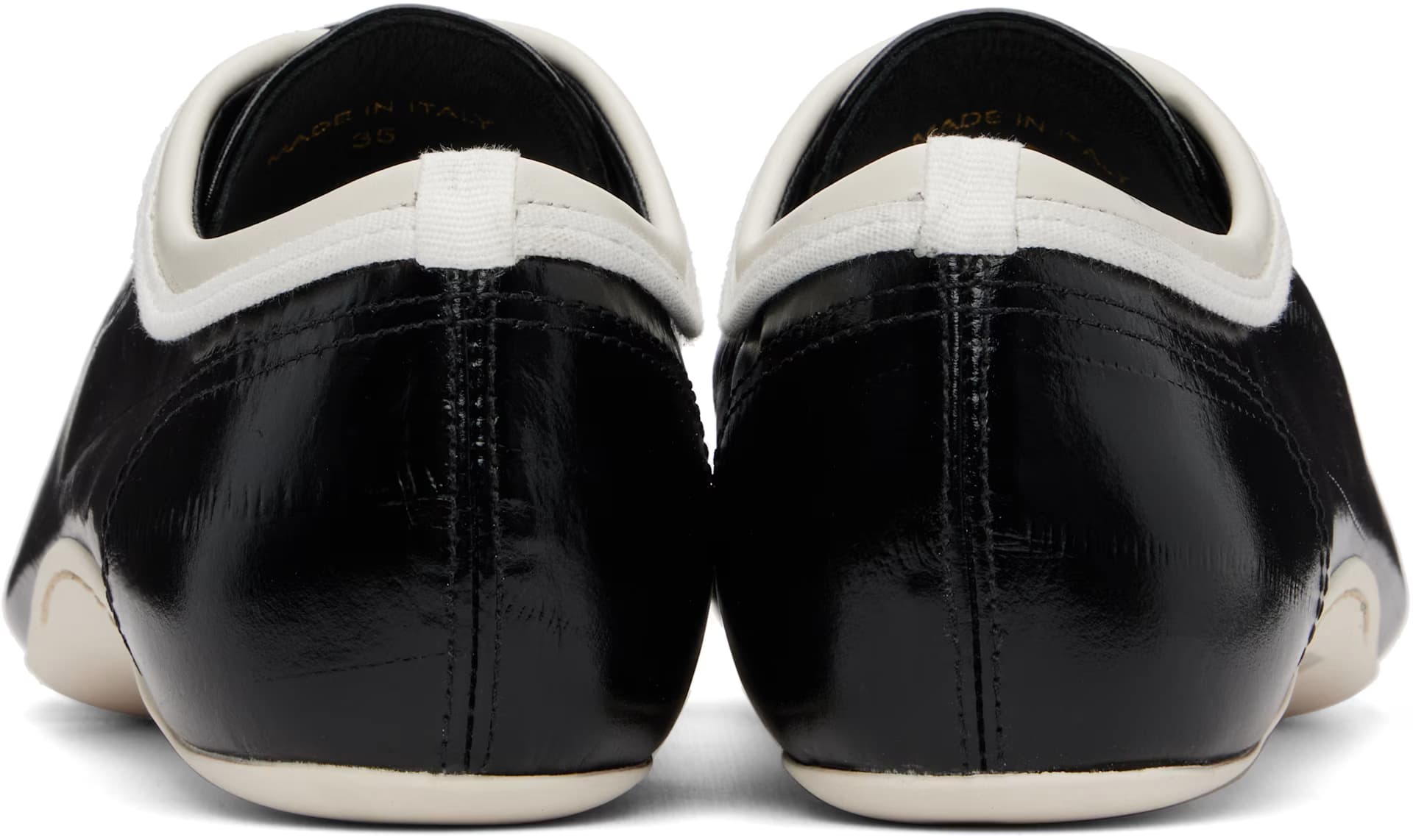 Black Leather Ballerina Sneakers 2