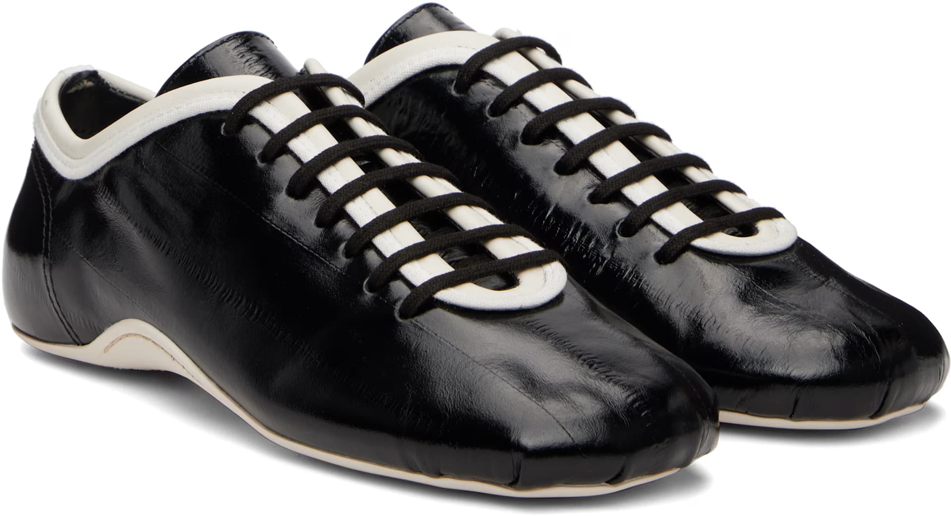 Black Leather Ballerina Sneakers 4