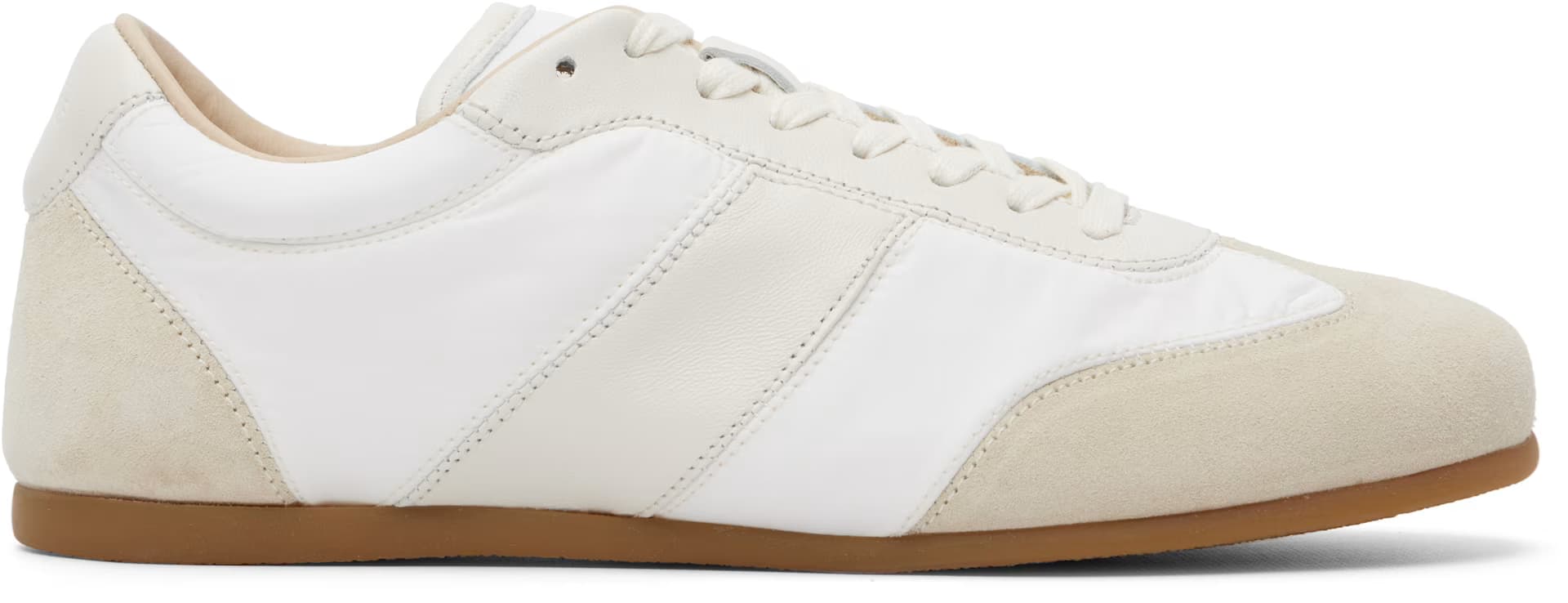 White & Beige Soft Runner Sneakers by Lemaire