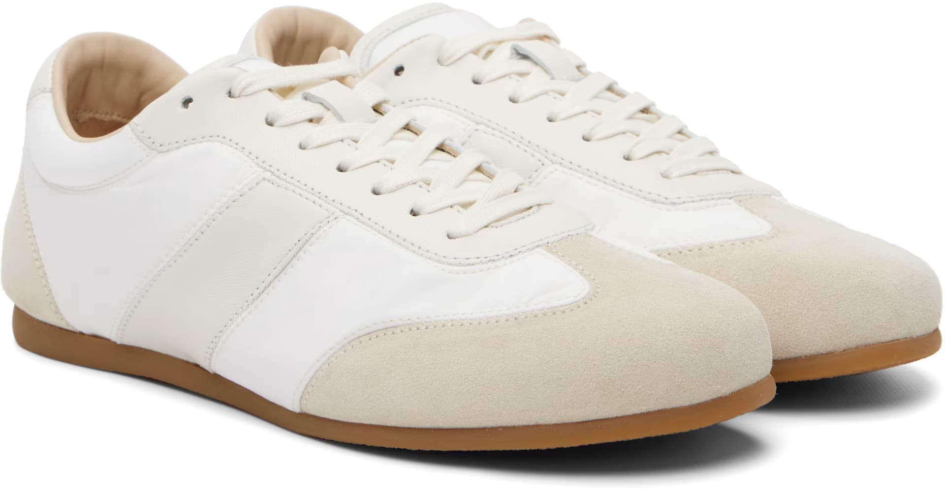 White & Beige Soft Runner Sneakers 4
