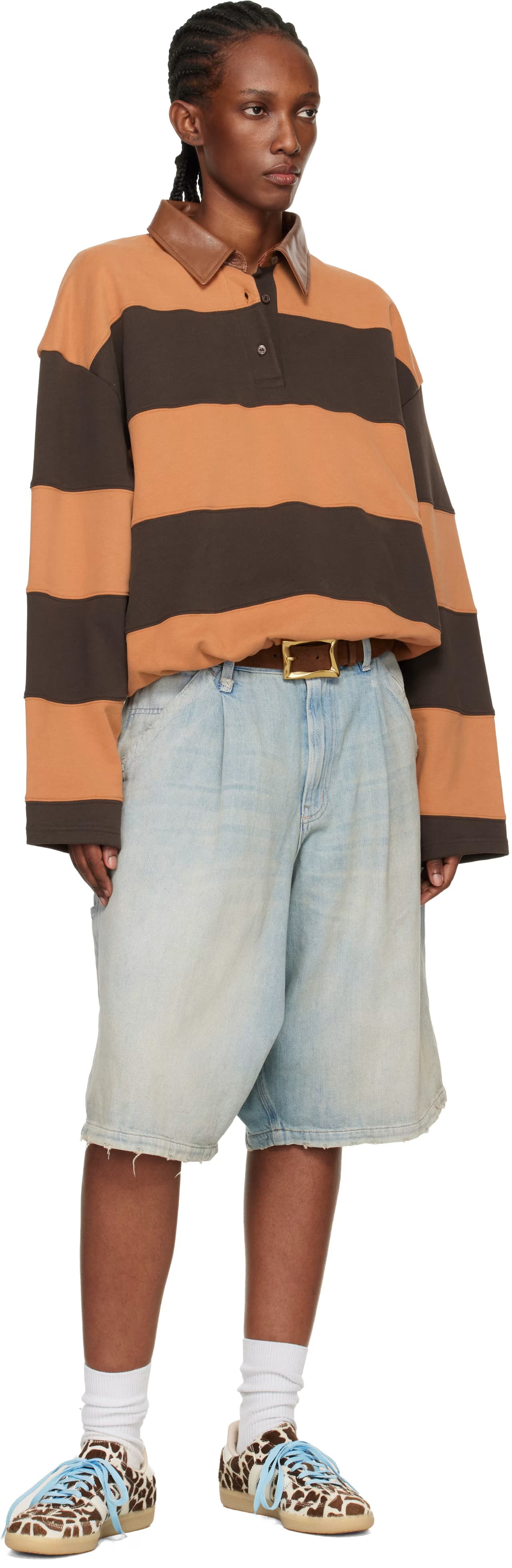 Brown & Off-White Samba OG Sneakers 5