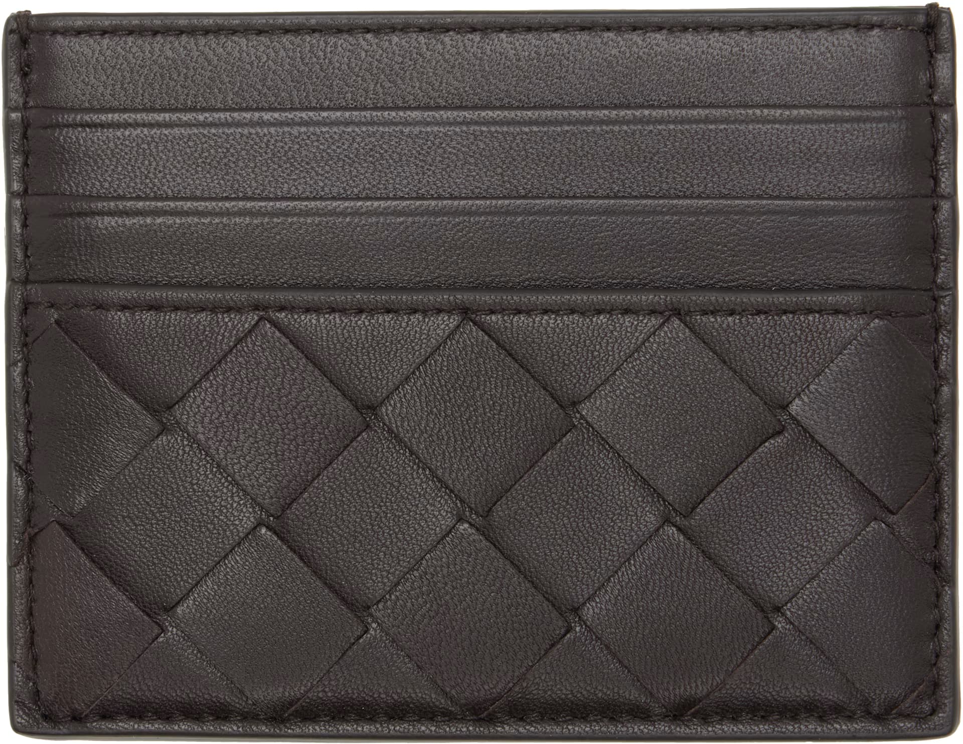Brown Intrecciato Credit Card Holder by Bottega Veneta