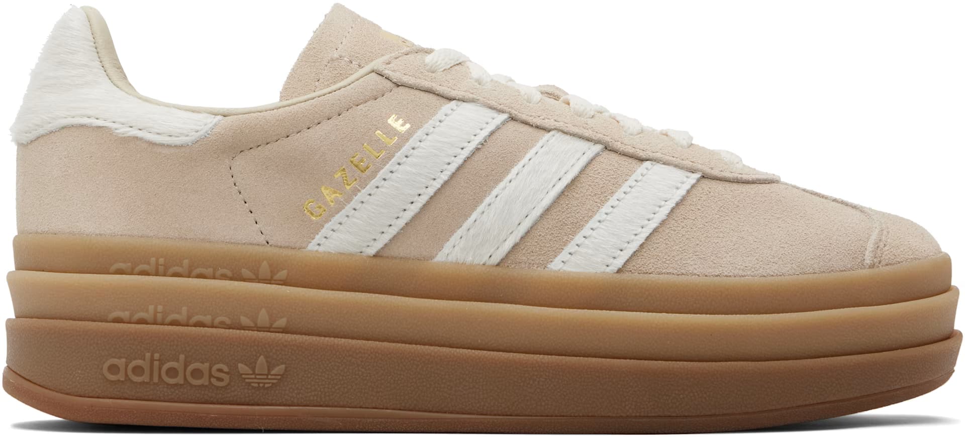 Beige Gazelle Bold Sneakers by Adidas