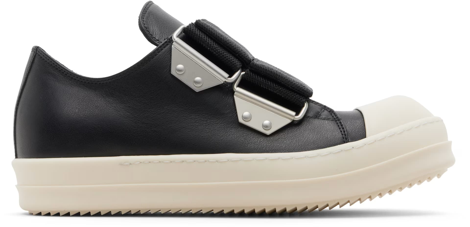Black Temple Strap Low Sneakers by Rick Owens