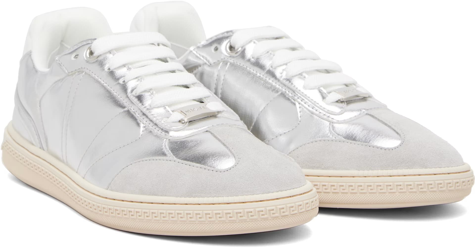 Silver Greca Court Metallic Sneakers 4