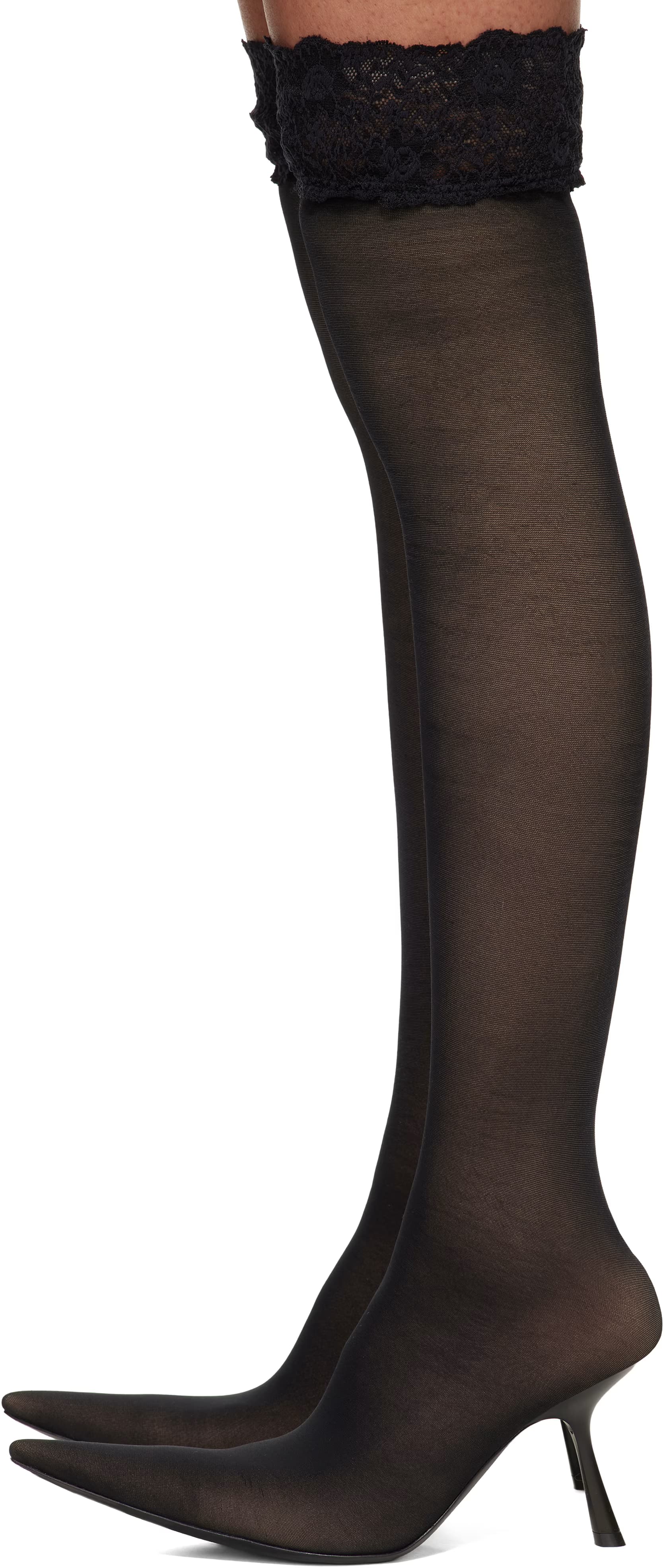 Black Stocking Heeled Tall Boot 3