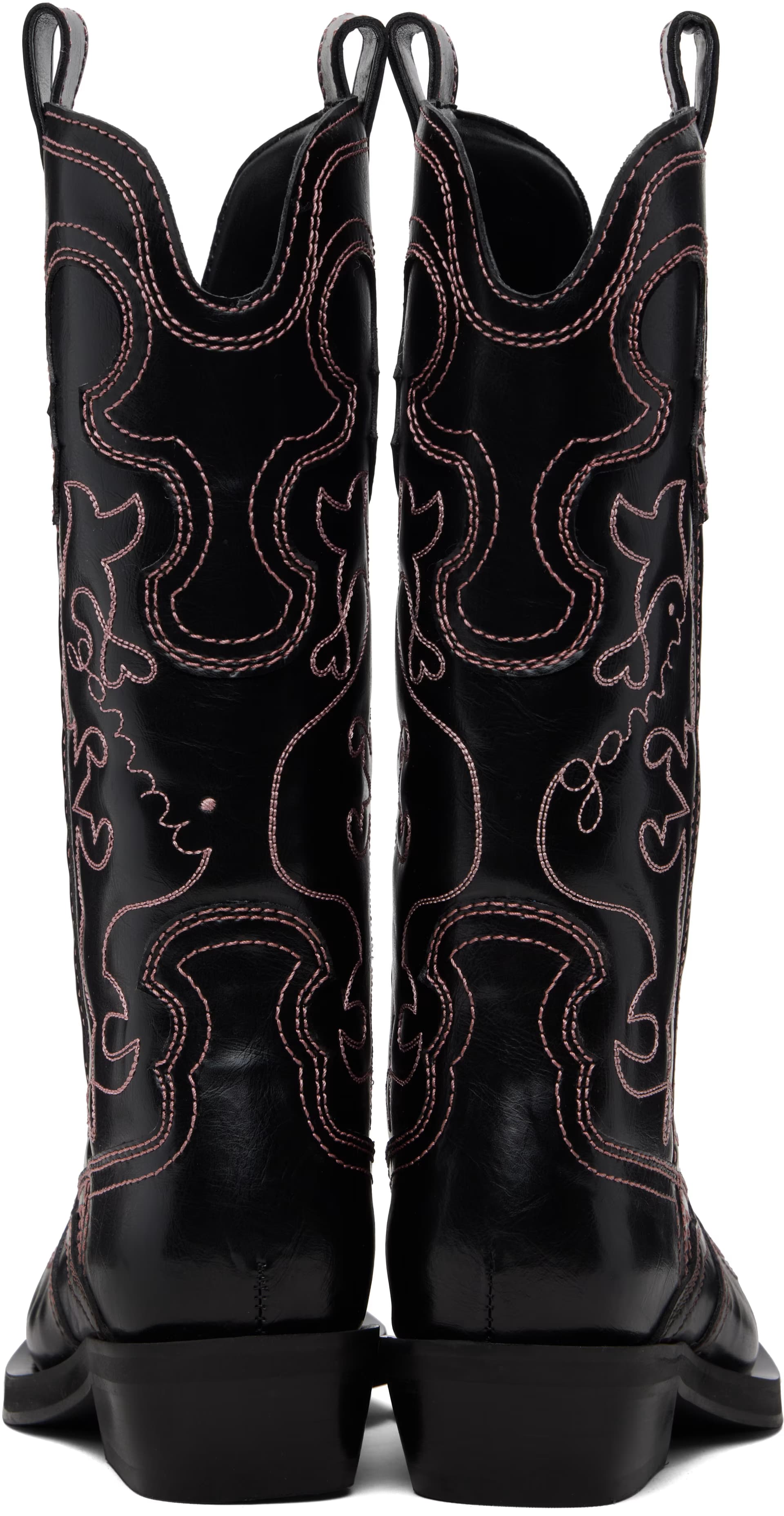 Black Mid Shaft Embroidered Western Boots 2