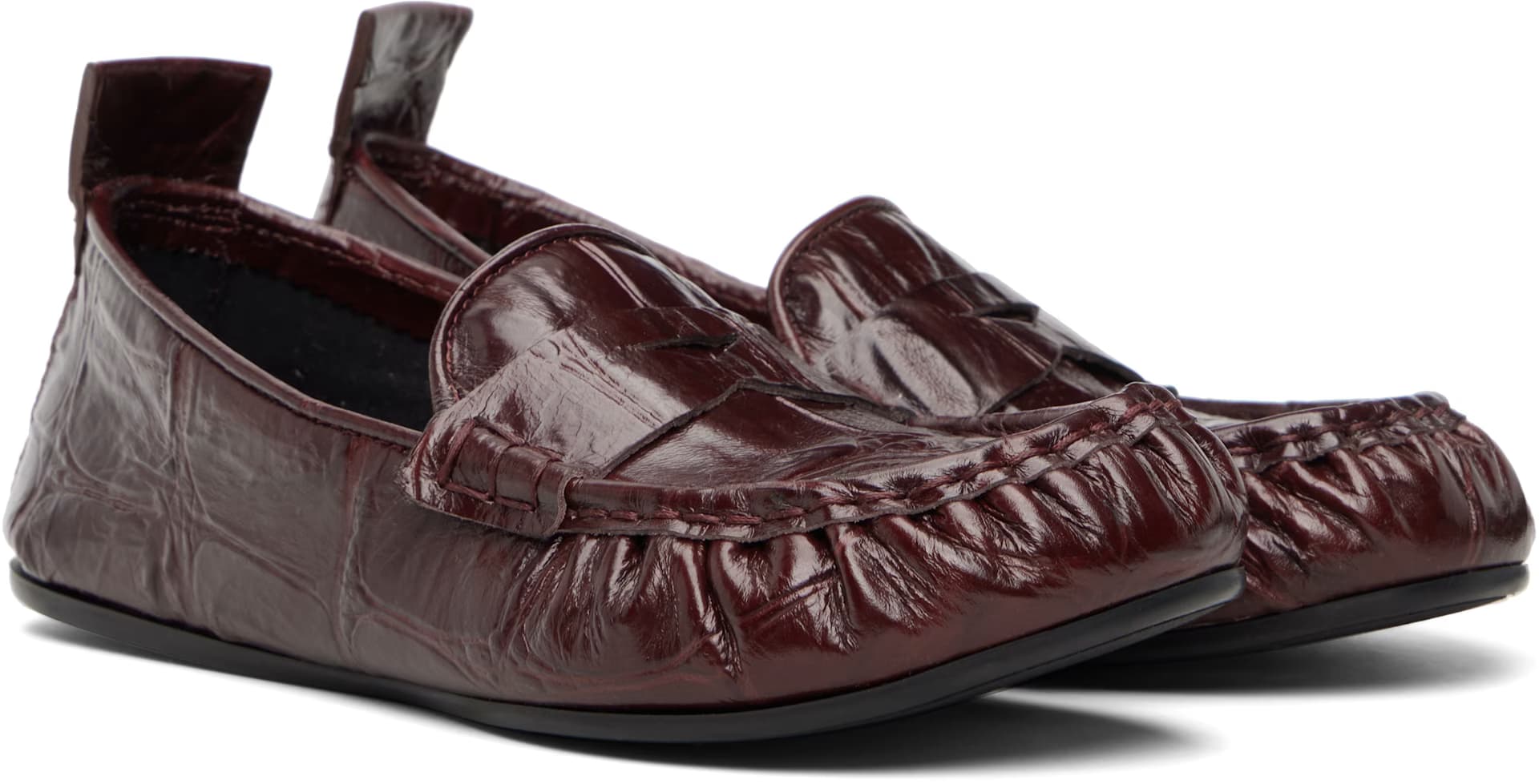 Burgundy Leather Saddle Loafers 4
