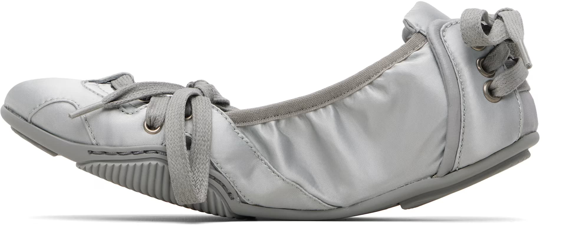 Gray Lace-Up Satin Sneakers 3