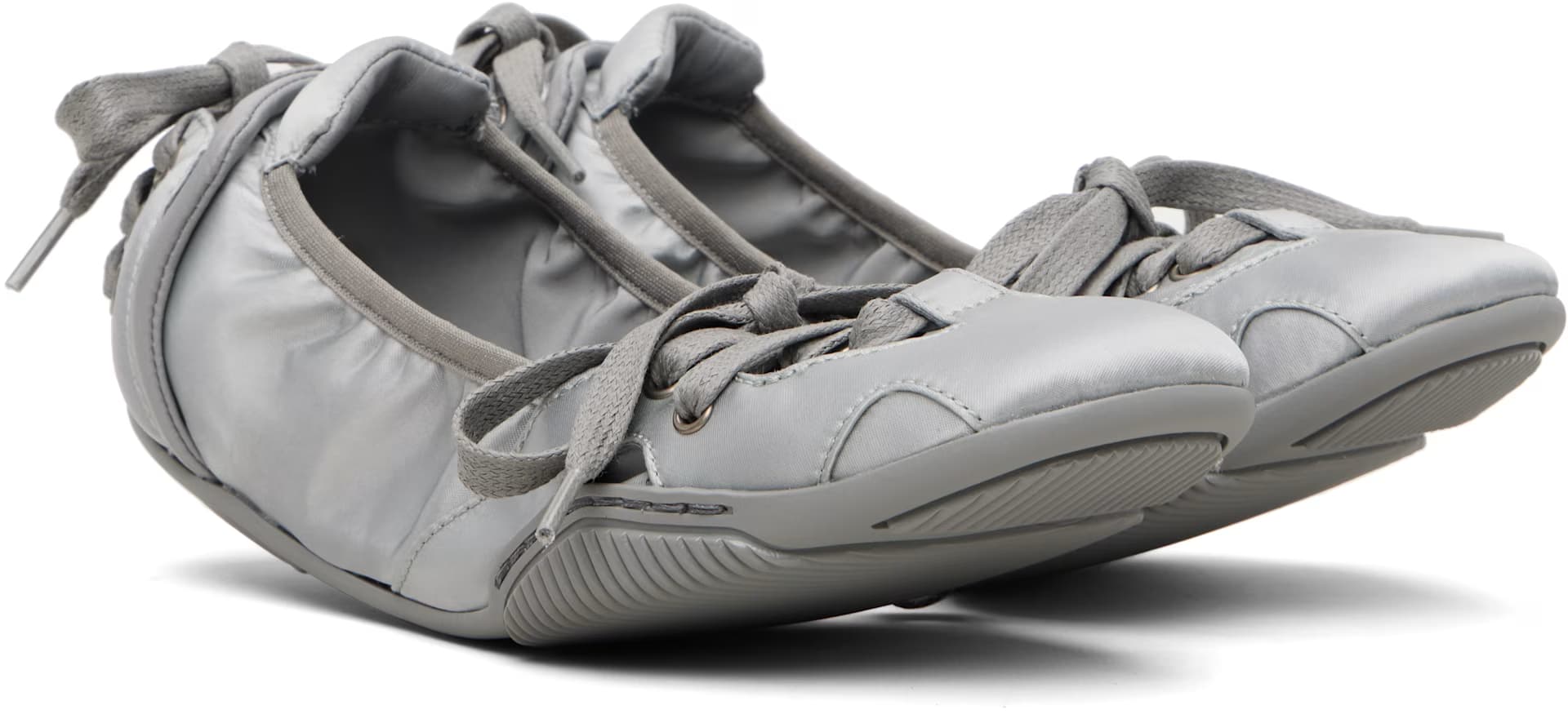 Gray Lace-Up Satin Sneakers 4