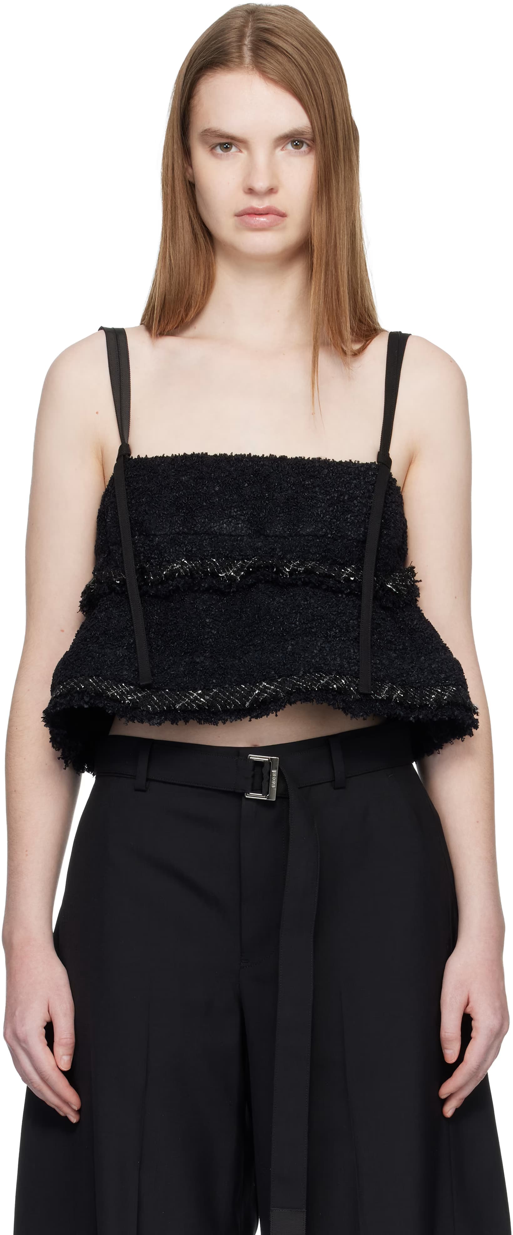 Black Tweed Camisole by sacai