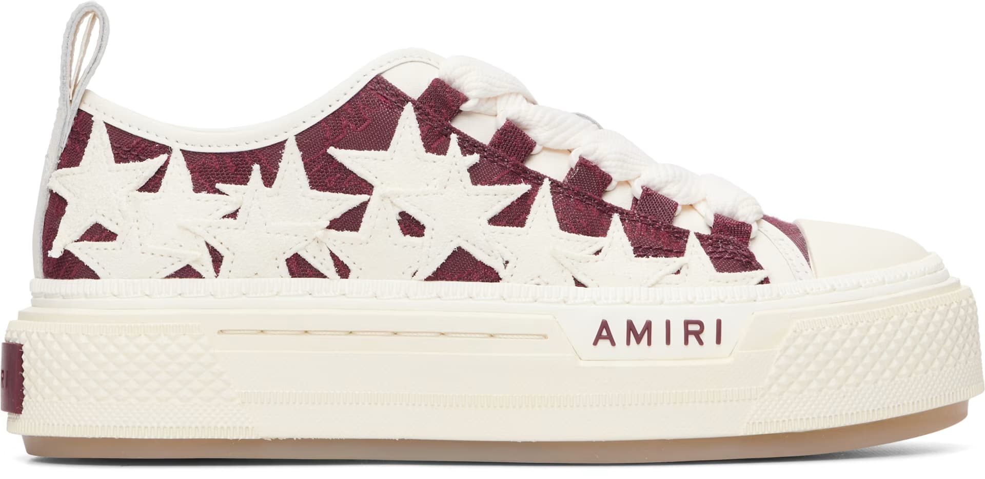 White & Burgundy MA Quad Stars Court Low Sneakers by Amiri