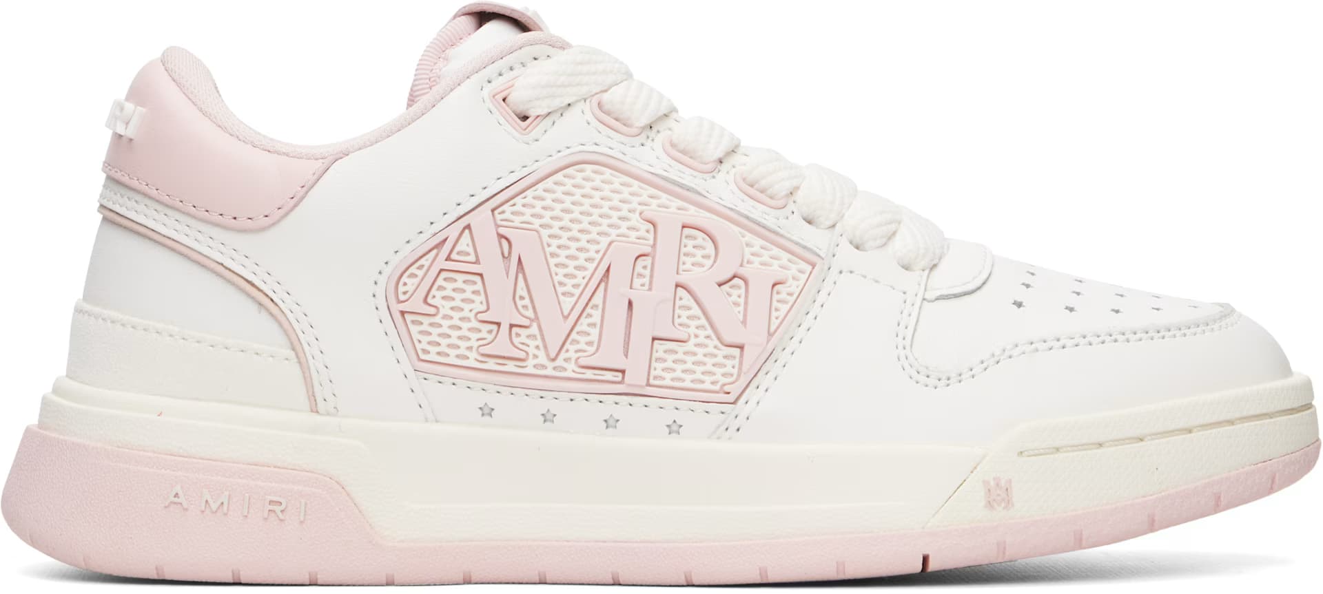White & Pink Classic Low Sneakers by Amiri