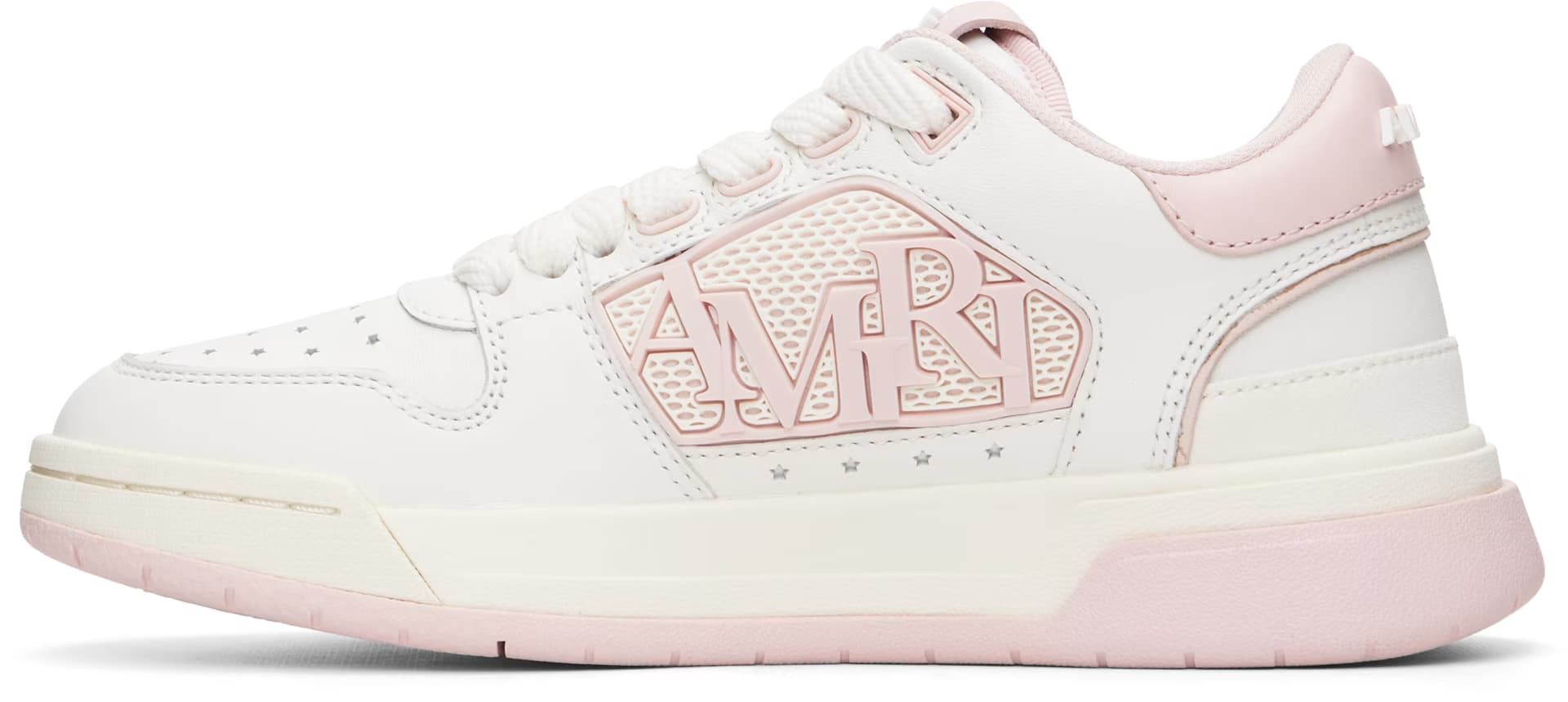 White & Pink Classic Low Sneakers 3