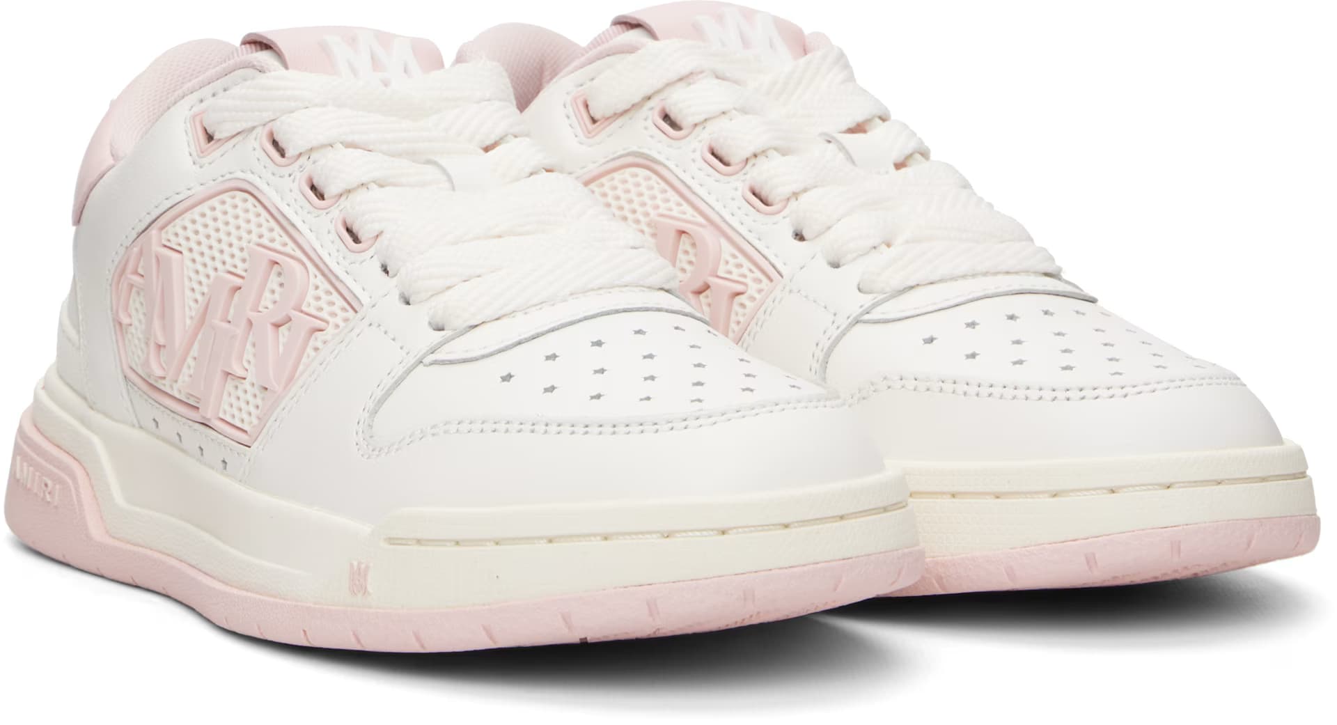White & Pink Classic Low Sneakers 4