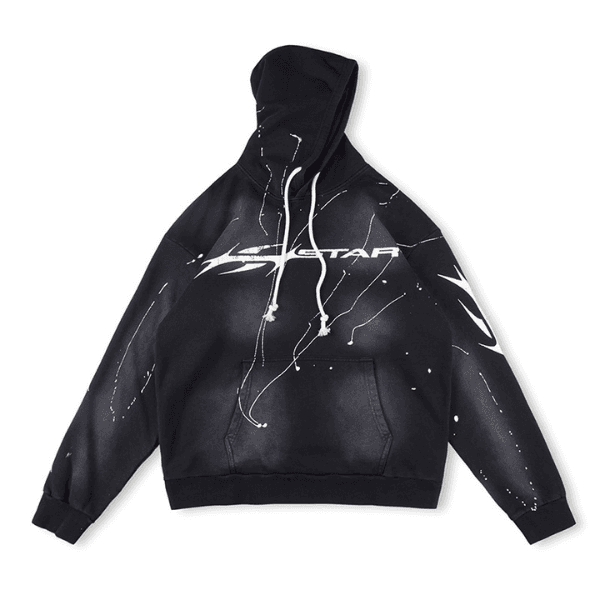 Hellstar Black Abstract Graphic Hoodie - HellStar Clothing by Hellstar