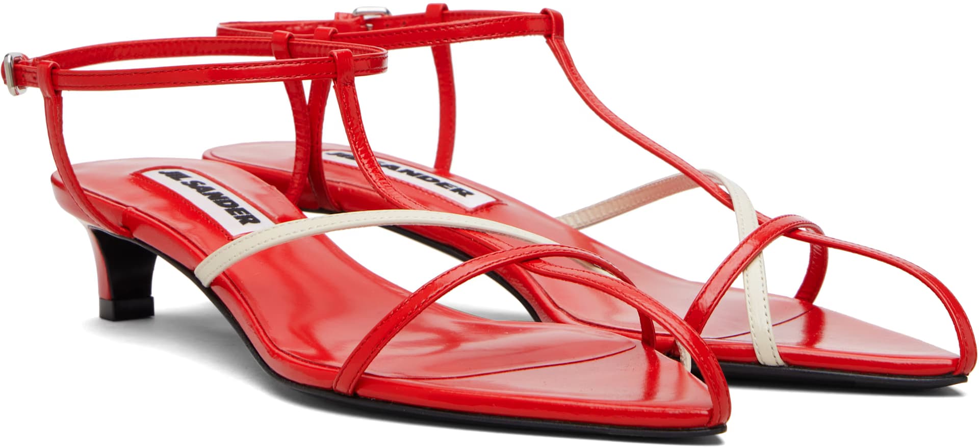Red Cage Low Heeled Sandals 4