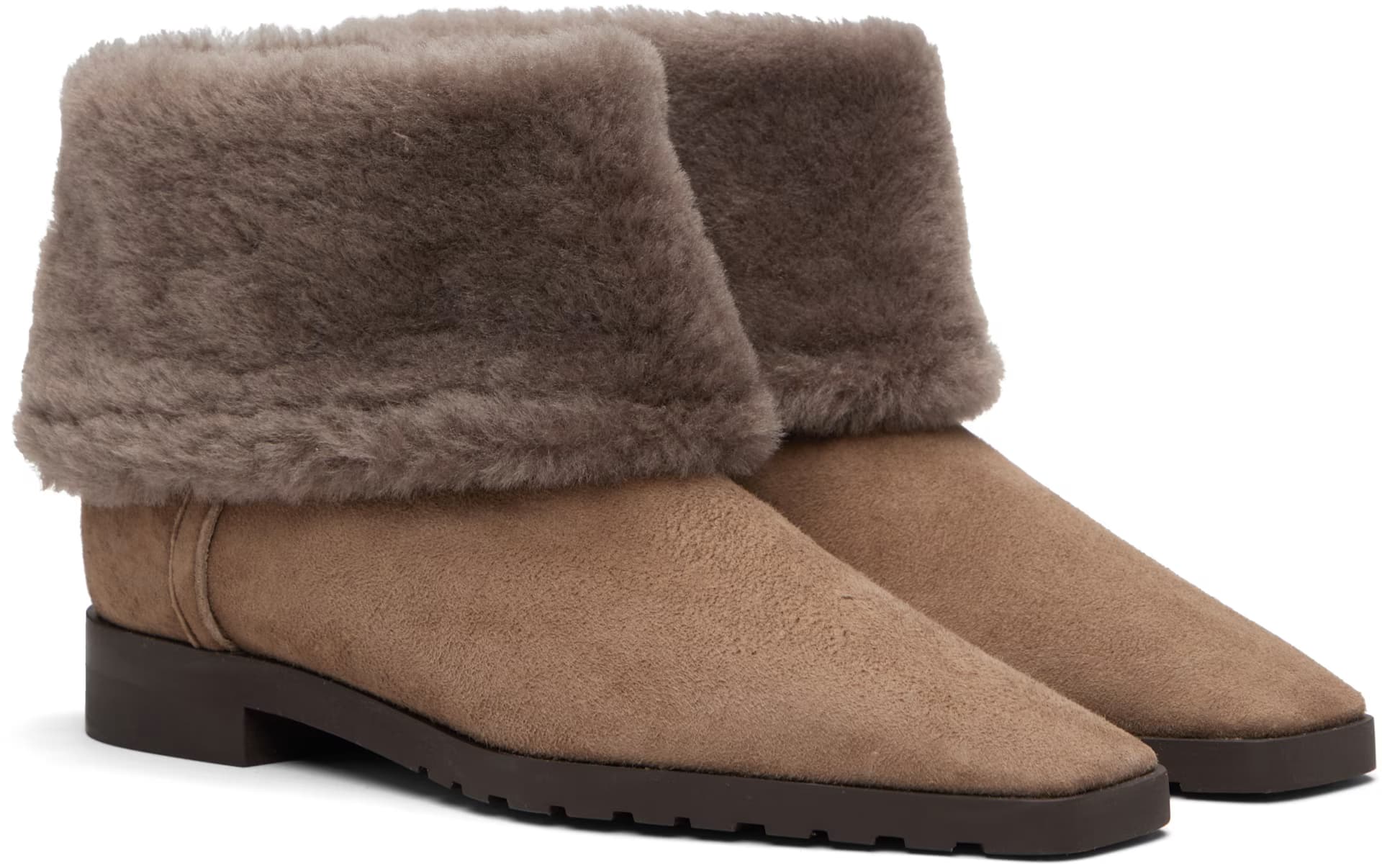 Beige Fold-Down Shearling Boots 4
