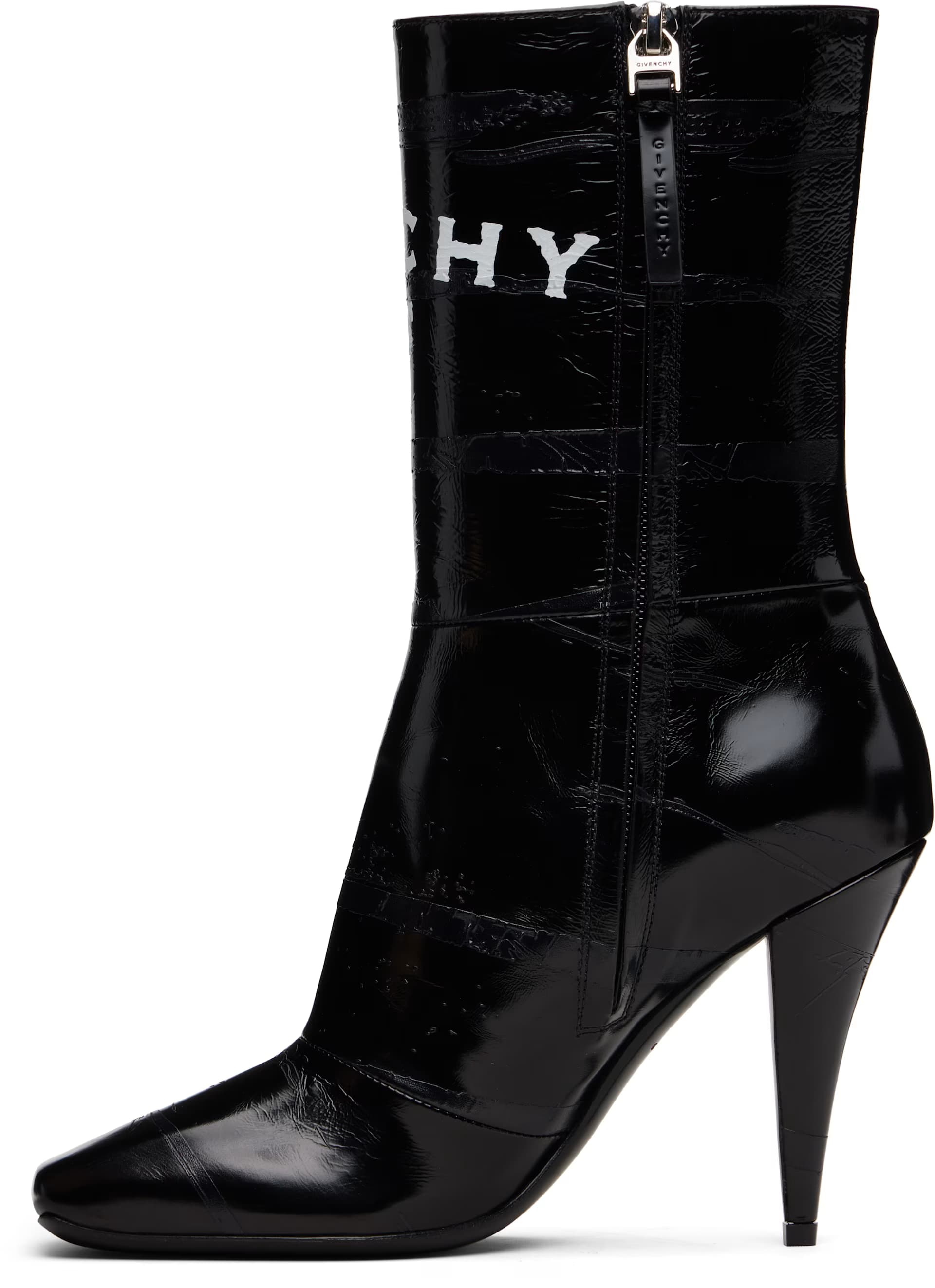 Black Sliced Square 'GIVENCHY' Tape Boots 3