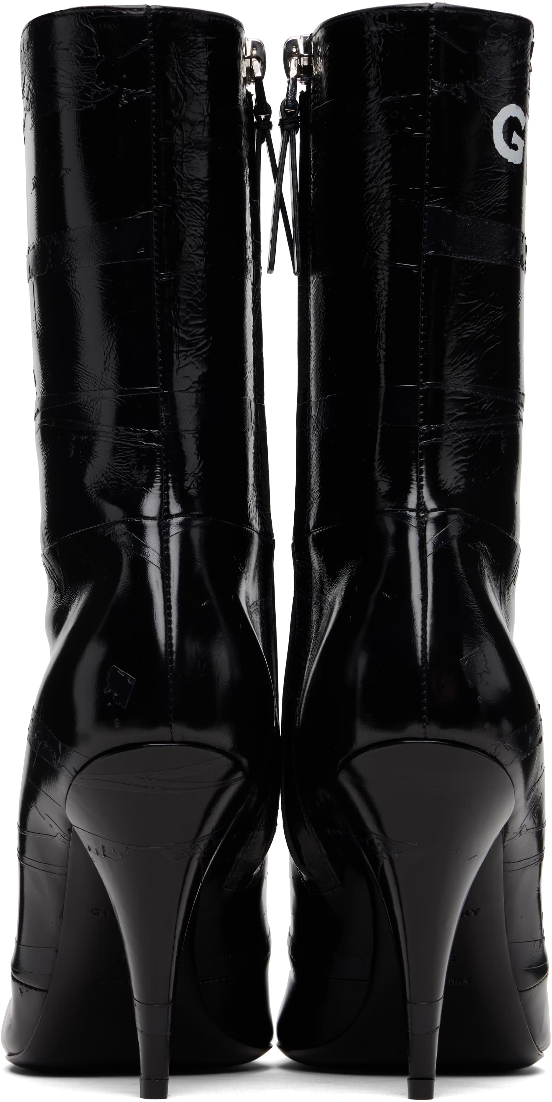 Black Sliced Square 'GIVENCHY' Tape Boots 2