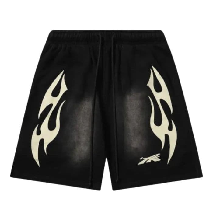 Hellstar Sports Flame Shorts In Beige - HellStar Clothing by Hellstar