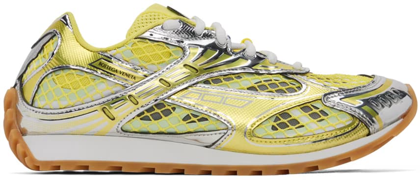 Silver & Yellow Orbit Sneakers by Bottega Veneta