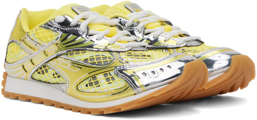 Silver & Yellow Orbit Sneakers 4