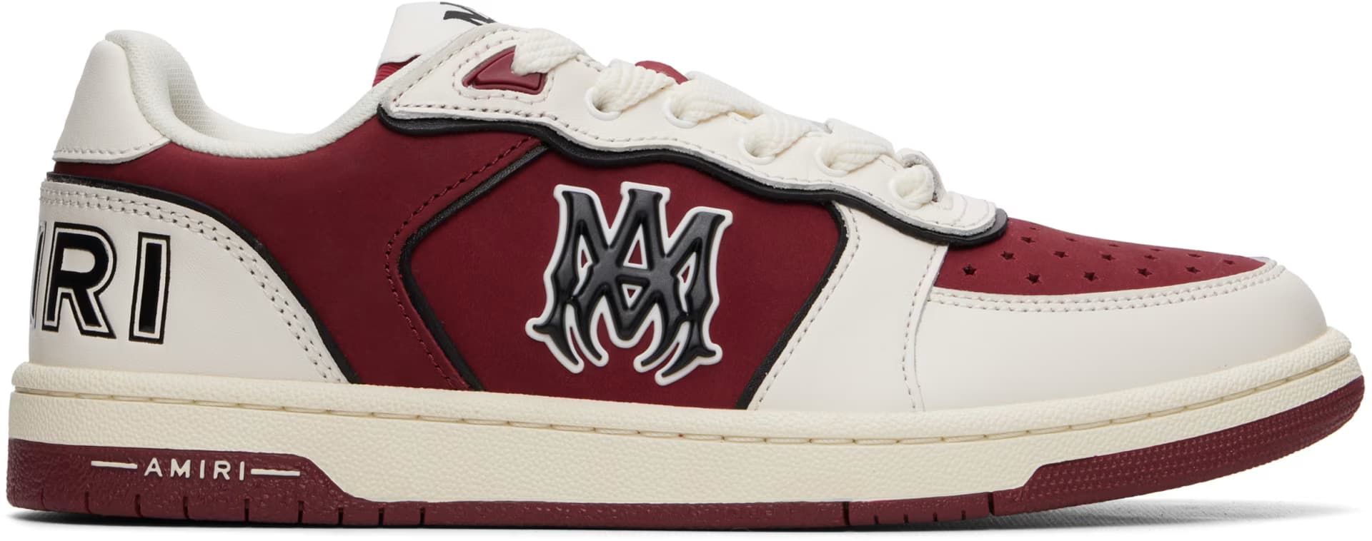 White & Burgundy Newport Sneakers by Amiri