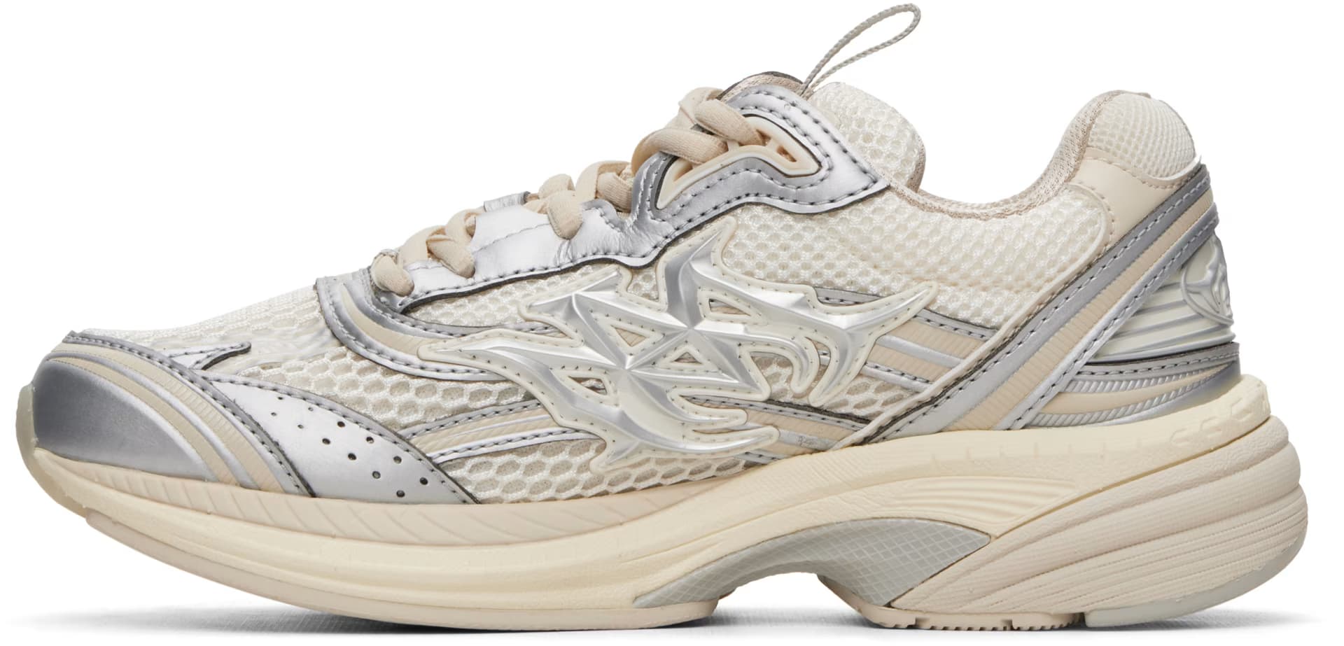 White & Silver Metallic M-Tech Sneakers 3