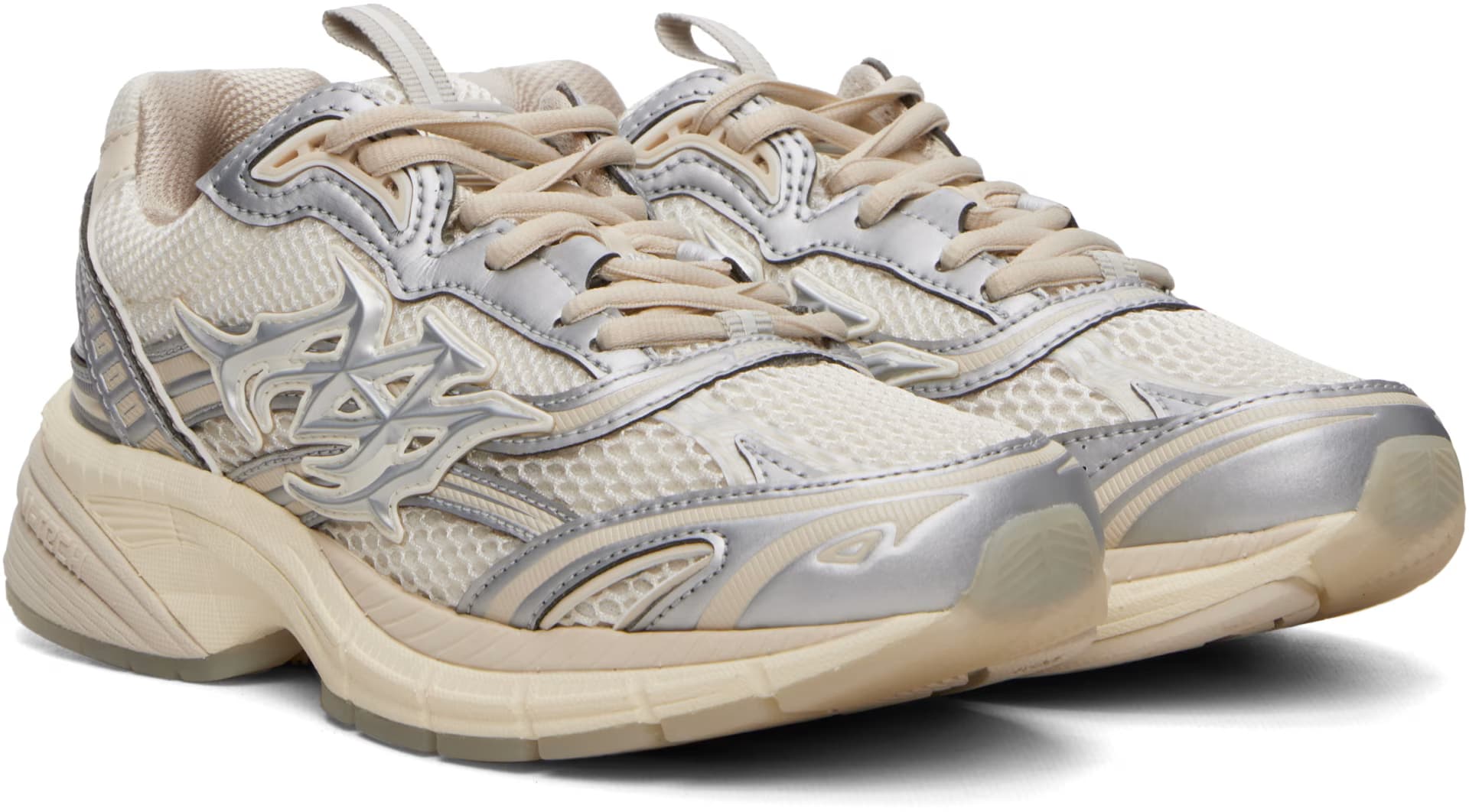 White & Silver Metallic M-Tech Sneakers 4