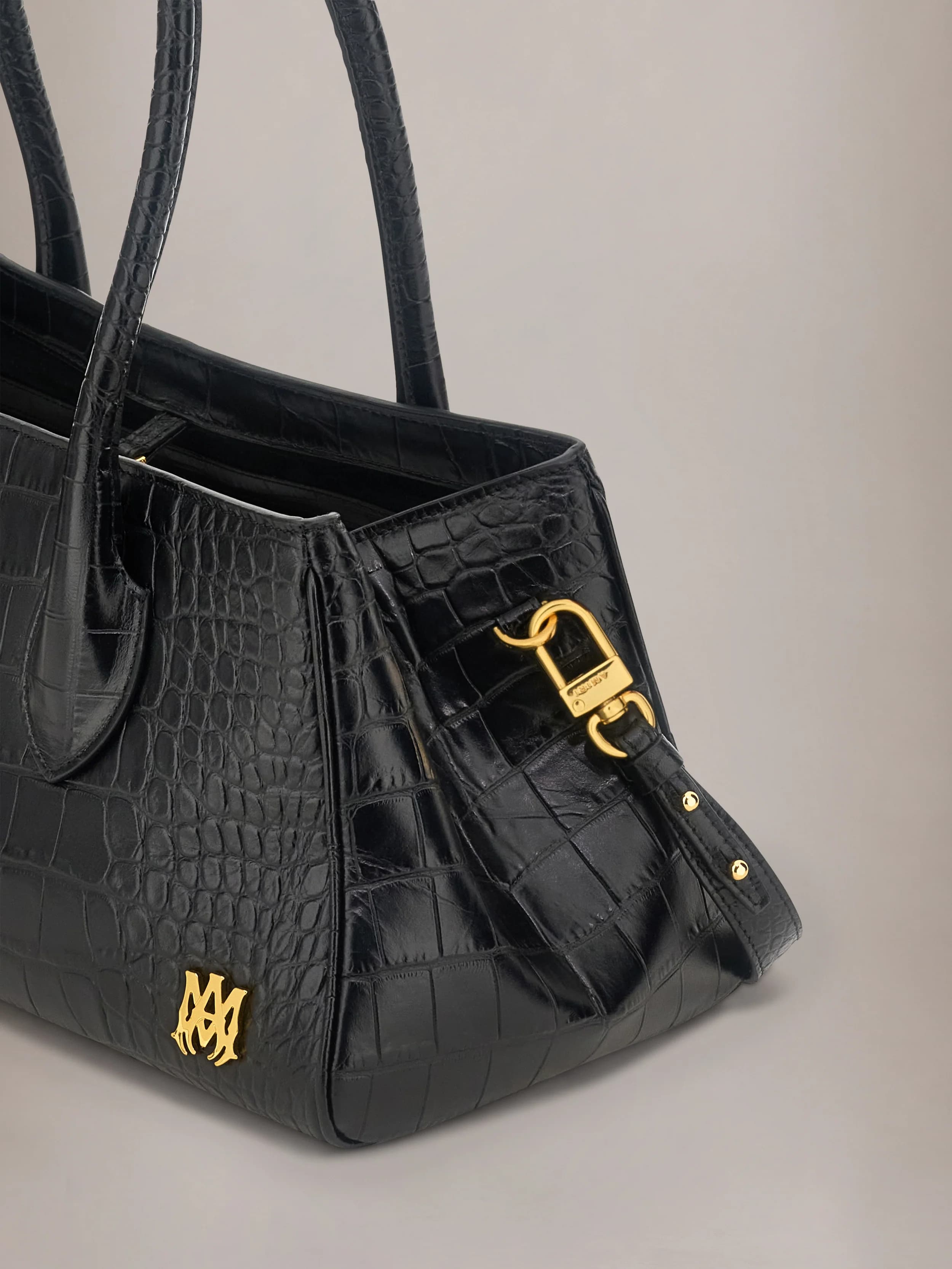 WOMEN - WOMEN'S EMBOSSED CROC HONEY 40 SHOULDER - Black by Amiri