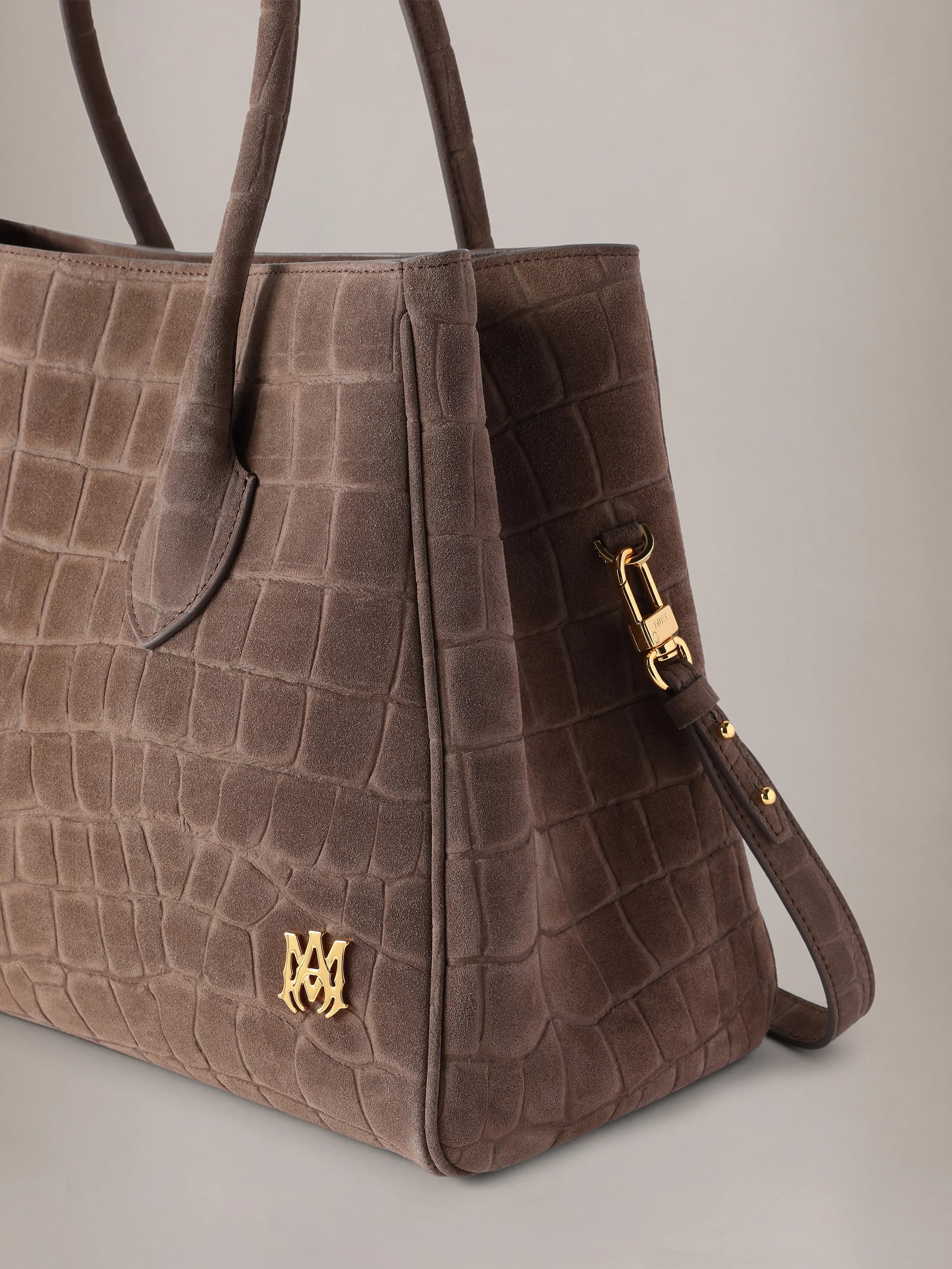 WOMEN - WOMEN'S SUEDE CROC HONEY 40 TOTE - Dark Brown by Amiri