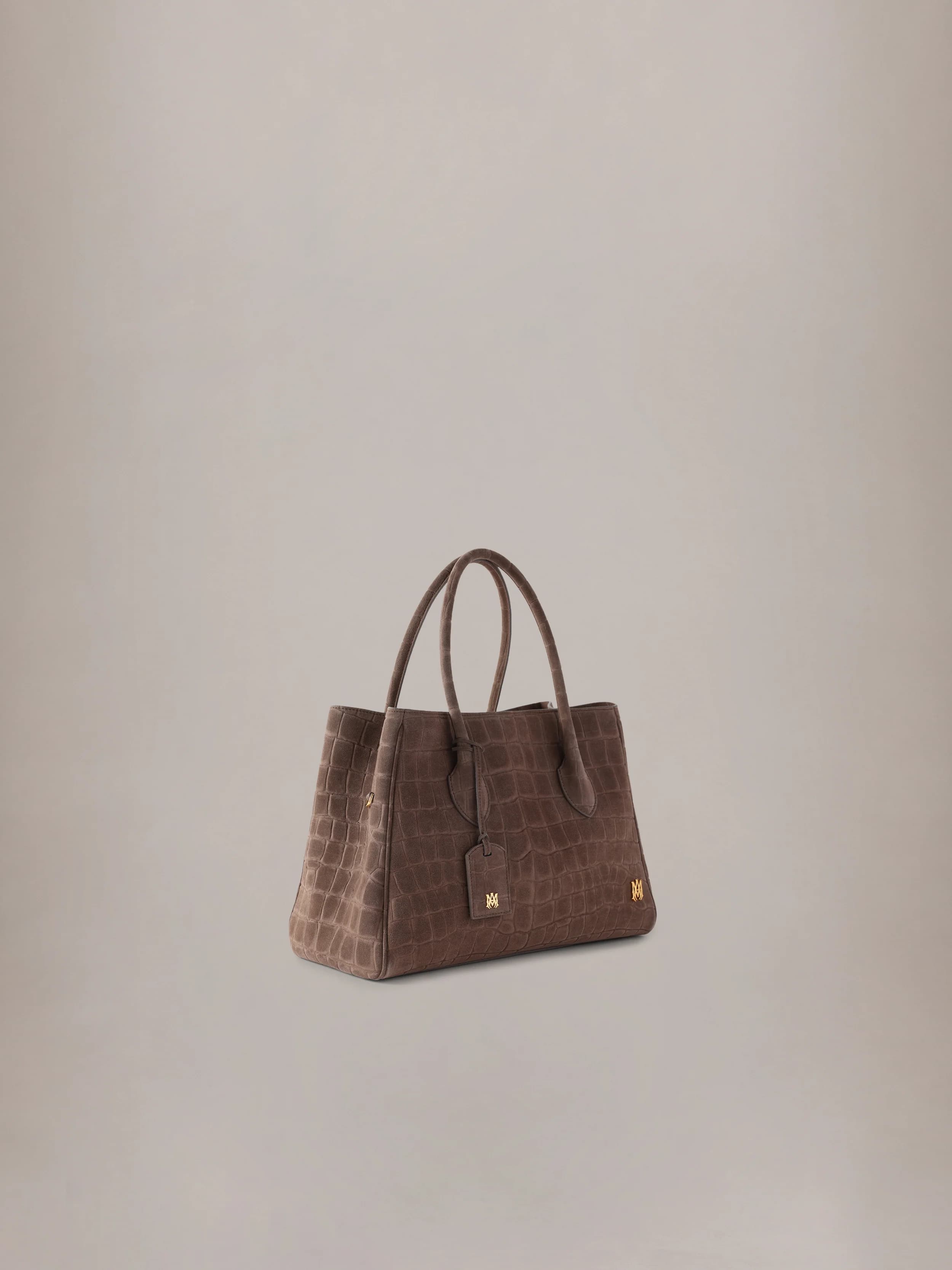 WOMEN - WOMEN'S SUEDE CROC HONEY 40 TOTE - Dark Brown by Amiri