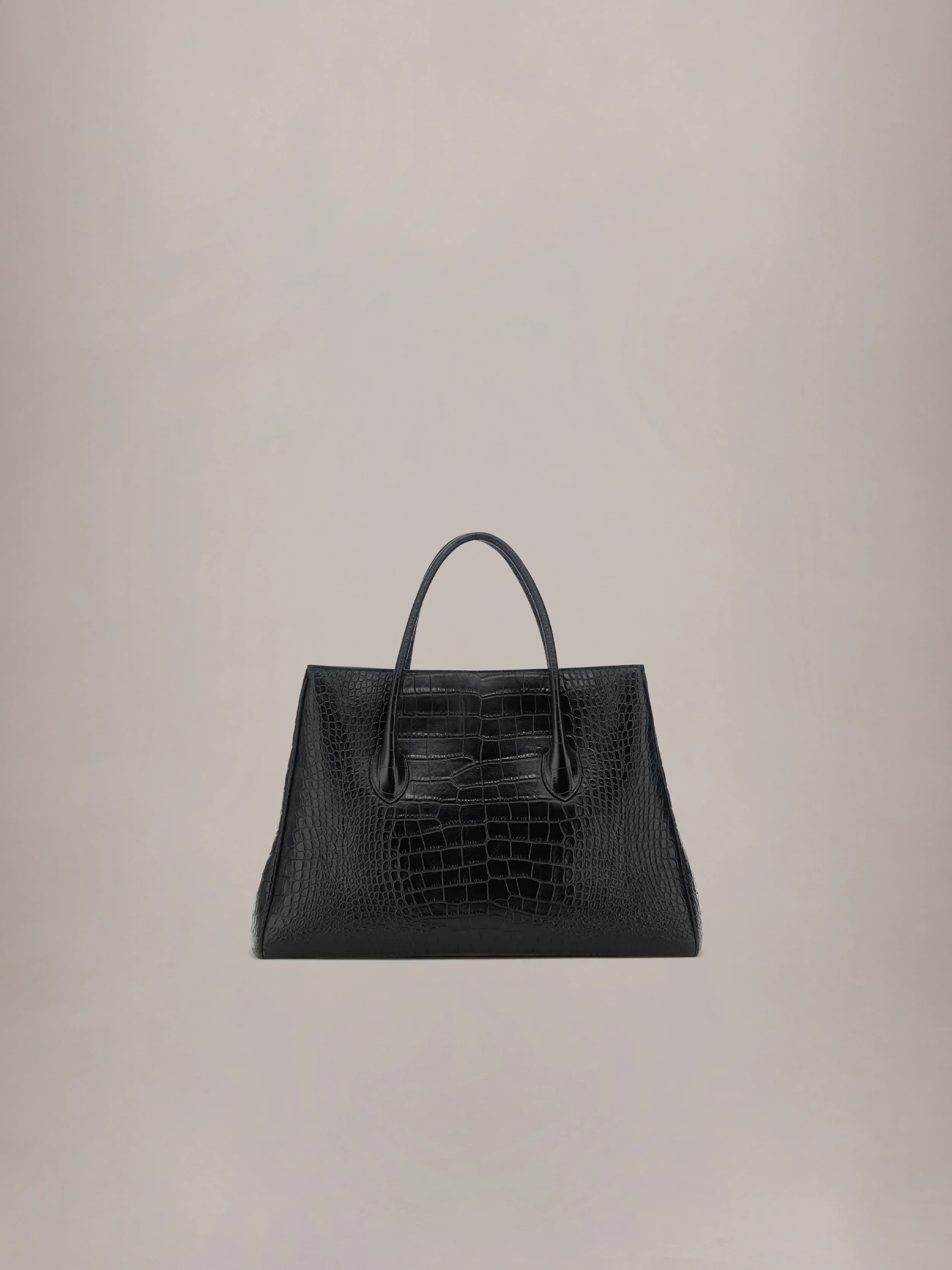 EMBOSSED CROC HONEY 50 TOTE - Black by Amiri