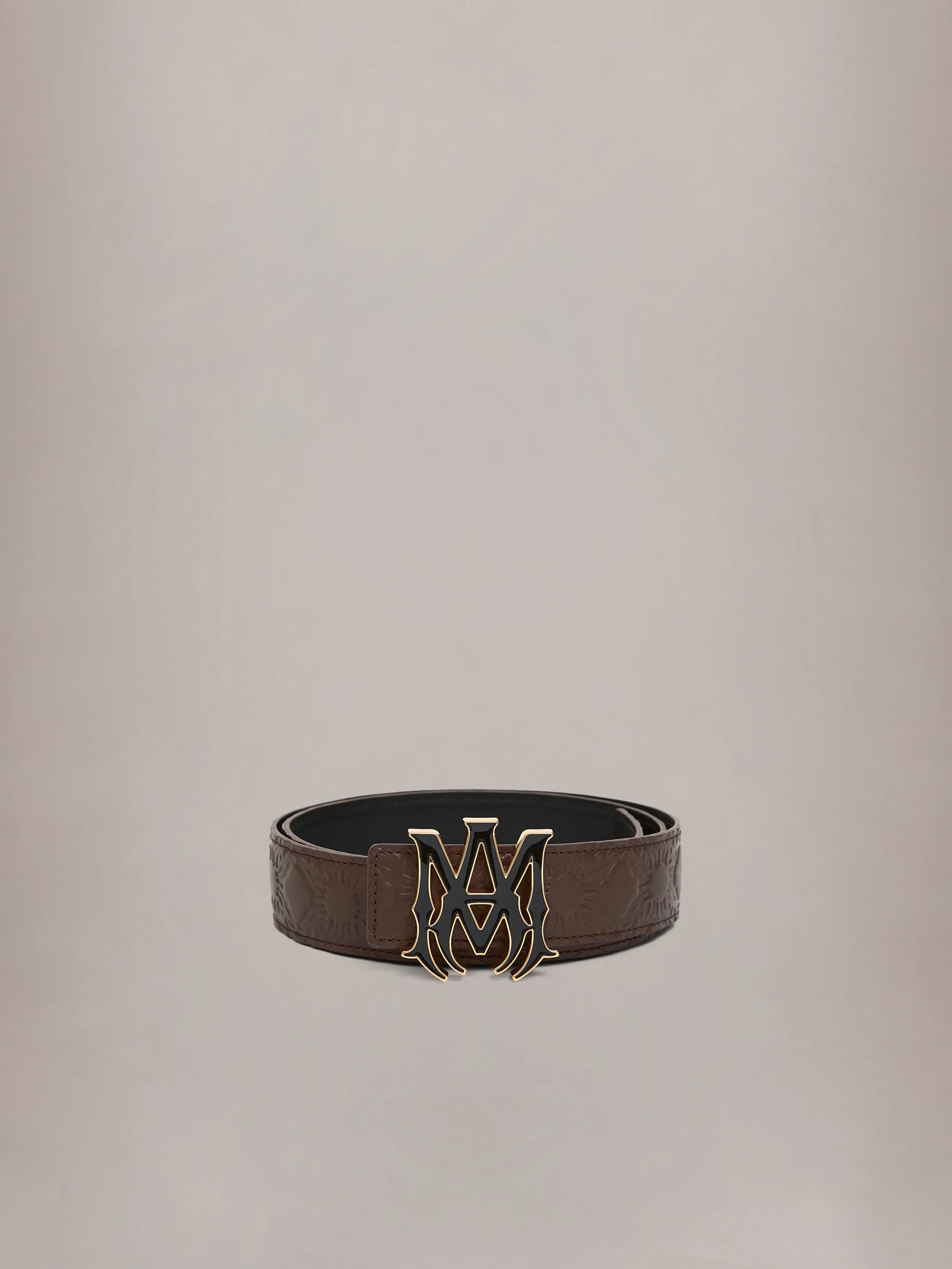 MA QUAD LEATHER 4CM BELT - Dark Brown by Amiri