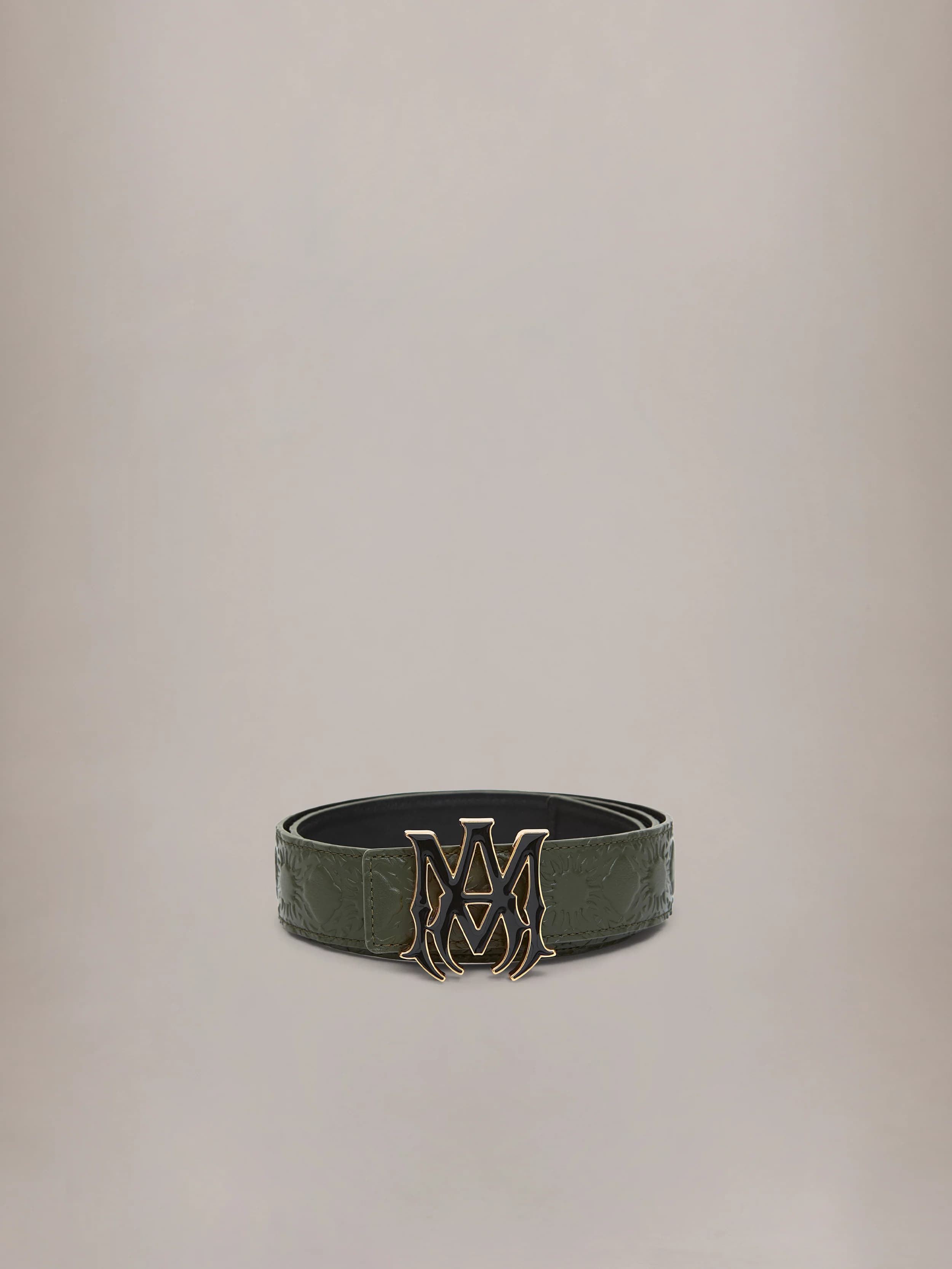 MA QUAD LEATHER 4CM BELT - Dark Sage by Amiri