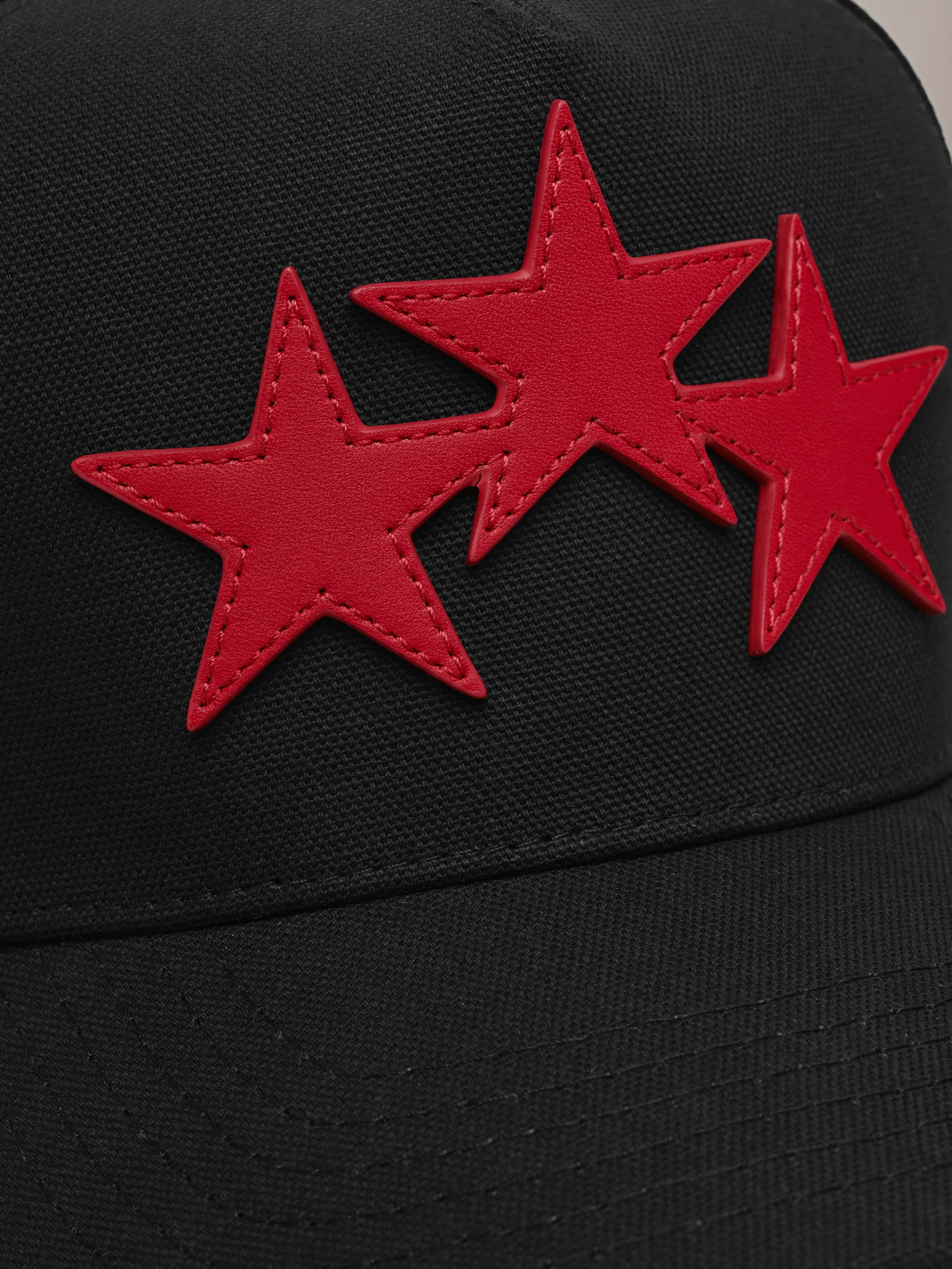 THREE STAR STAGGERED AMIRI FULL CANVAS HAT - Black Red by Amiri