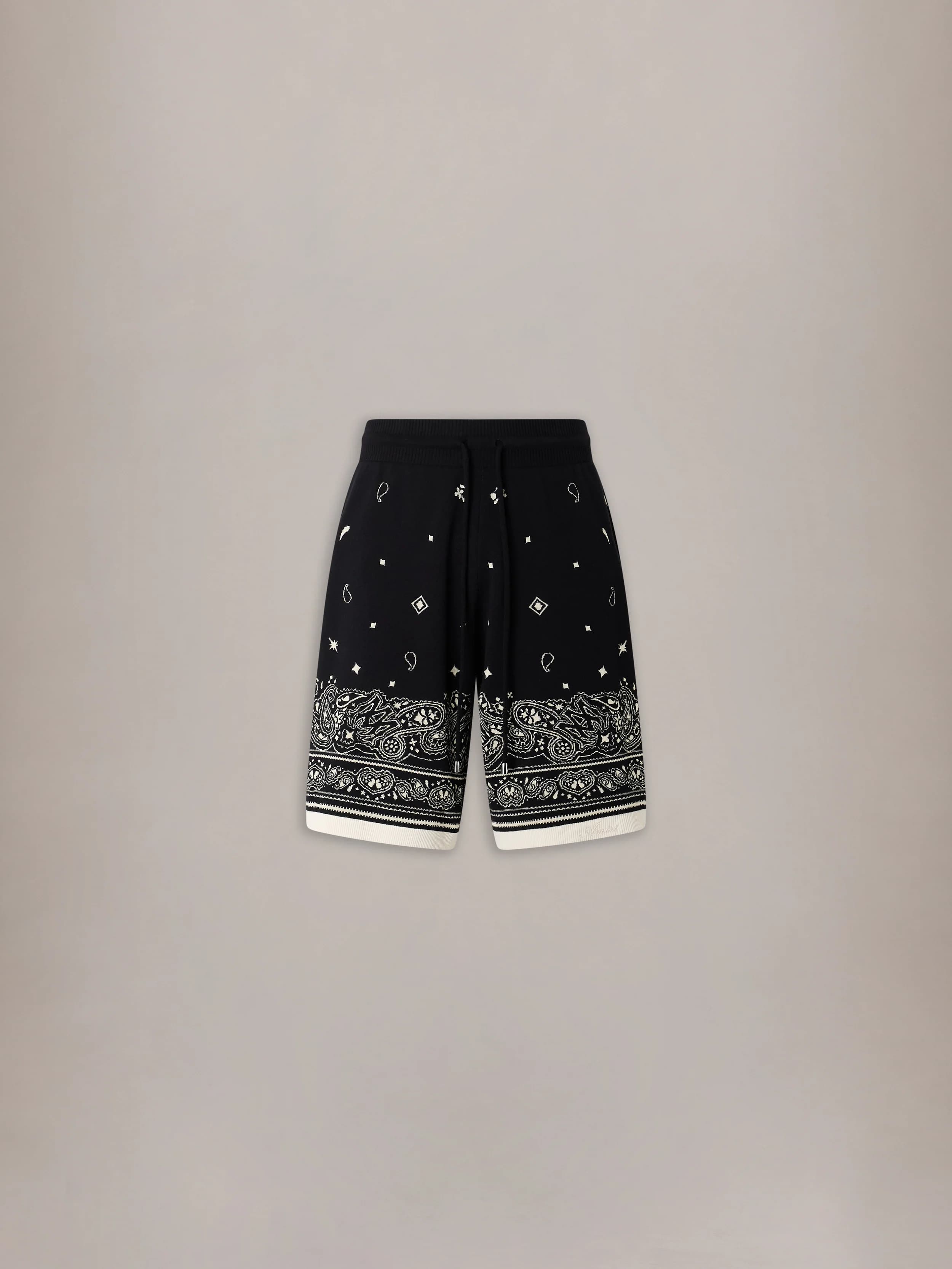 BANDANA KNIT SHORTS - Black