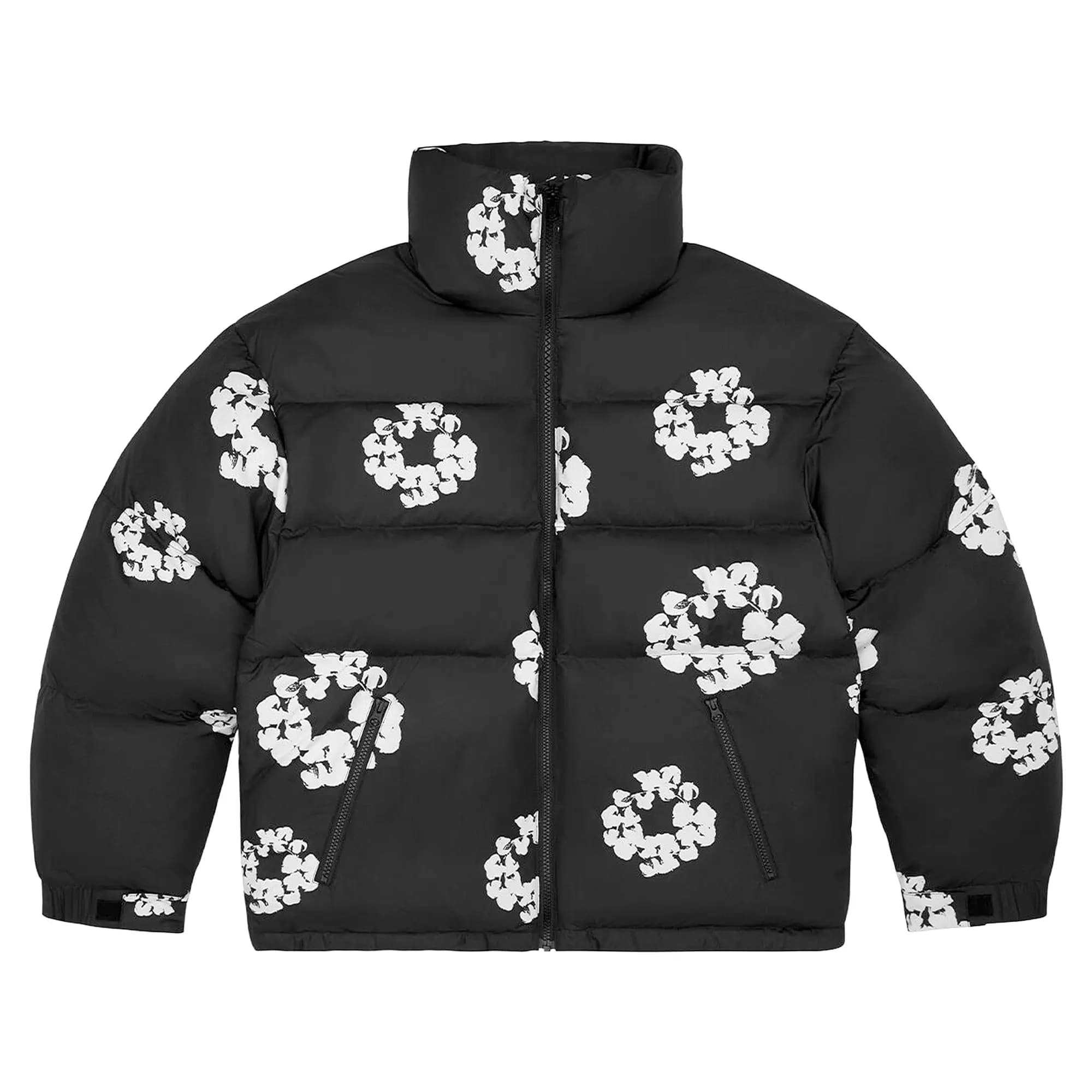 Denim Tears Cotton Wreath Puffer Jacket 'Black' by Denim Tears